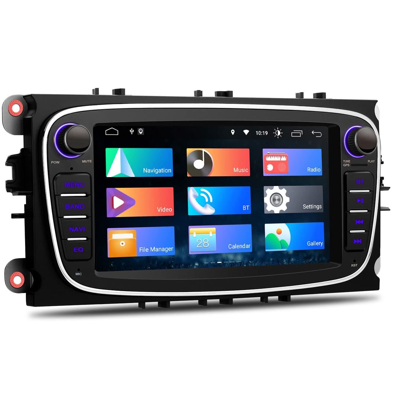 XTRONS Android 12 Car Stereo Radio Player 7inch GPS Navigation Built-in DSP CarAutoPlay Android Auto Bluetooth 5.0 Supports Full RCA Output 1080P Backup Camera DVR DAB+ OBD2 TPMS for Ford Focus-Black