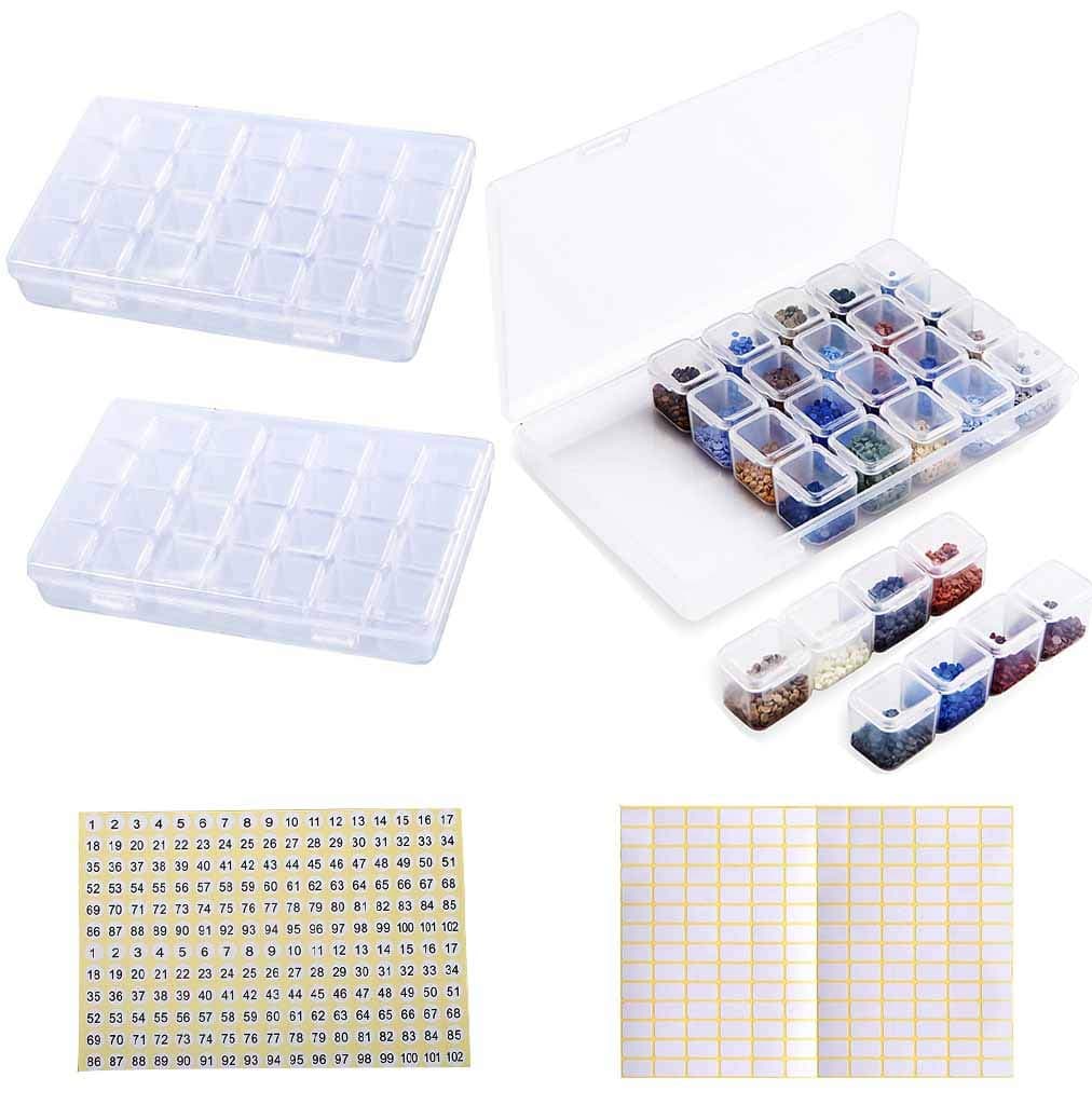 Diamond Embroidery Box 2 Packs 28 Grids, Eiito 5d Siamond Box and Cross Stitch Tools Accessory Containers for DIY Art Craft Diamond Painting Box