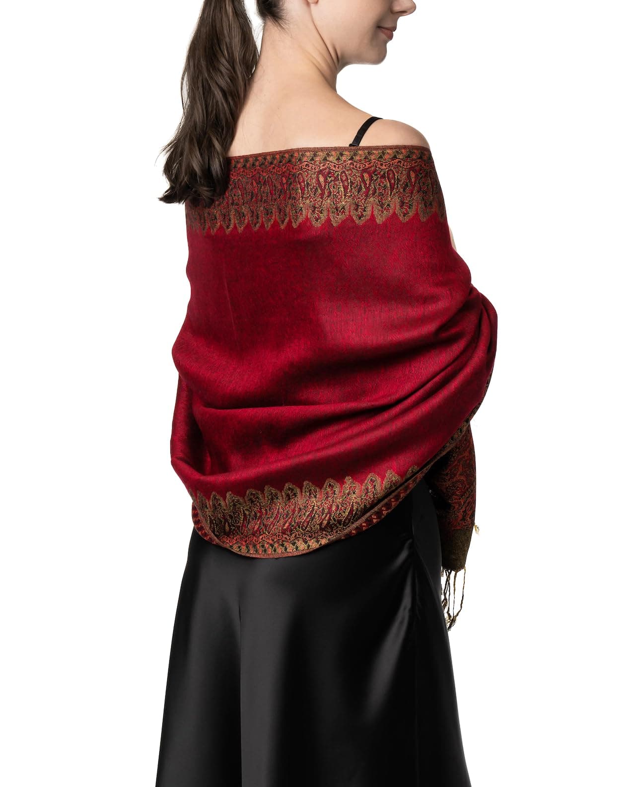 Big Paisley Pashmina Shawl Wrap for Women – Elegant Scarf for Weddings, Evening Dresses, Festivals & Daily Wear