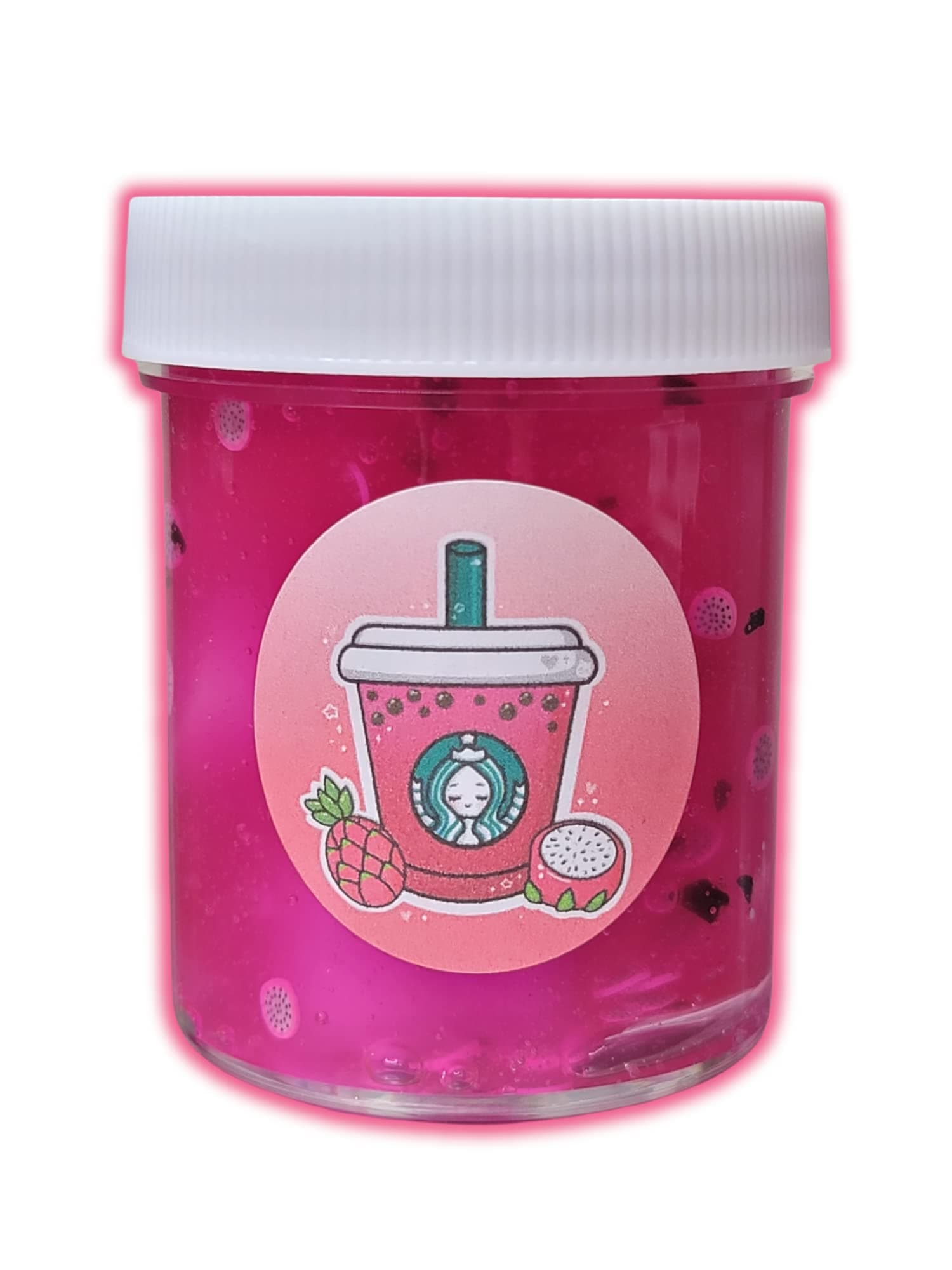 Dragon Fruit Drink Clear Slime for Kids Ages 8+ – Handmade Scented Slime with Cubes & Passion Fruit Aroma – 4oz Sensory Toy – Hoshimi Slimes