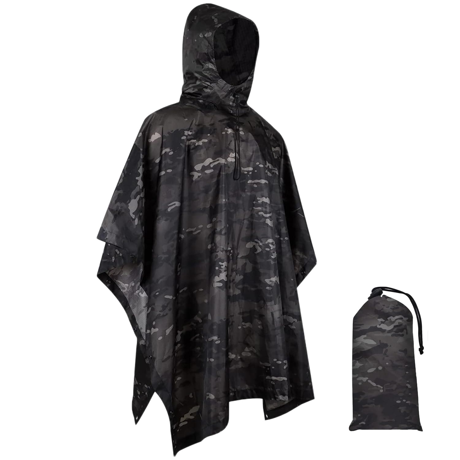 WINWAY Military Style Poncho Multi Use Rip-Stop Camouflage Raincoat