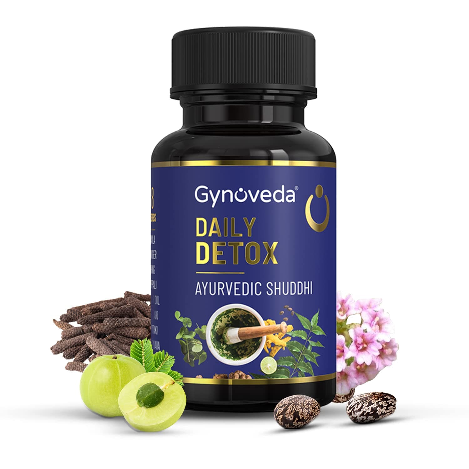 Gynoveda Daily Detox Supplement. Full Body Stomach Cleanser With Anti Junk Ayurvedic Tablets. Improve Digestion, Metabolism. 1 Bottle, 180 Tablets
