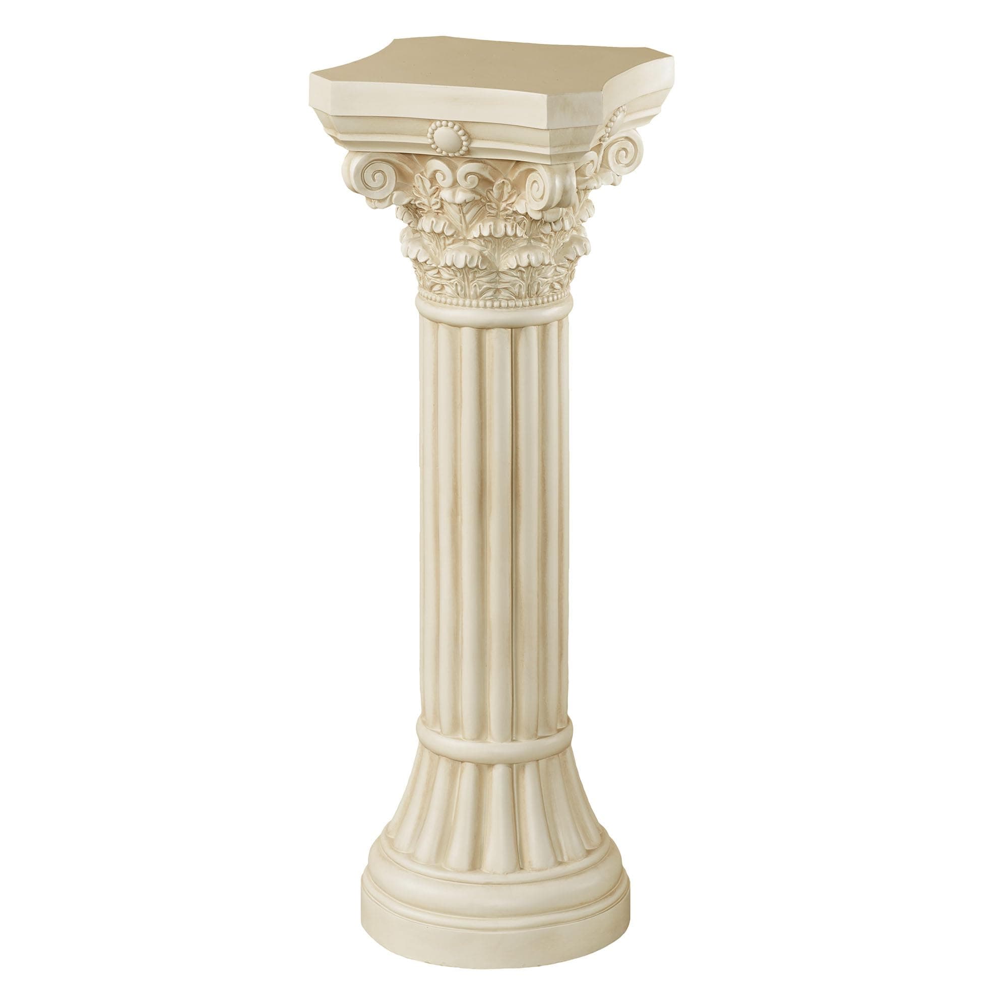 Touch of Class Corinthian Column Pedestal - Ivory Wash - Indoor Outdoor Statue Display - Pillar Stand for Plants and Sculptures - Large Size - 32 H - Weighs 14 lbs