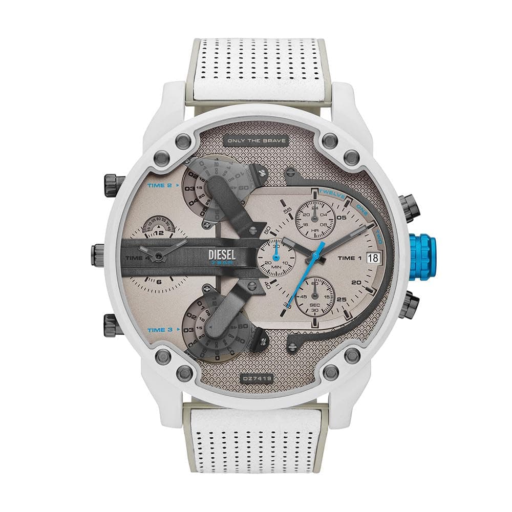 Watch for Men Mr. Daddy 2.0, Chronograph Movement, 57 mm White Stainless Steel Case with a Stainless Steel Strap, DZ7419