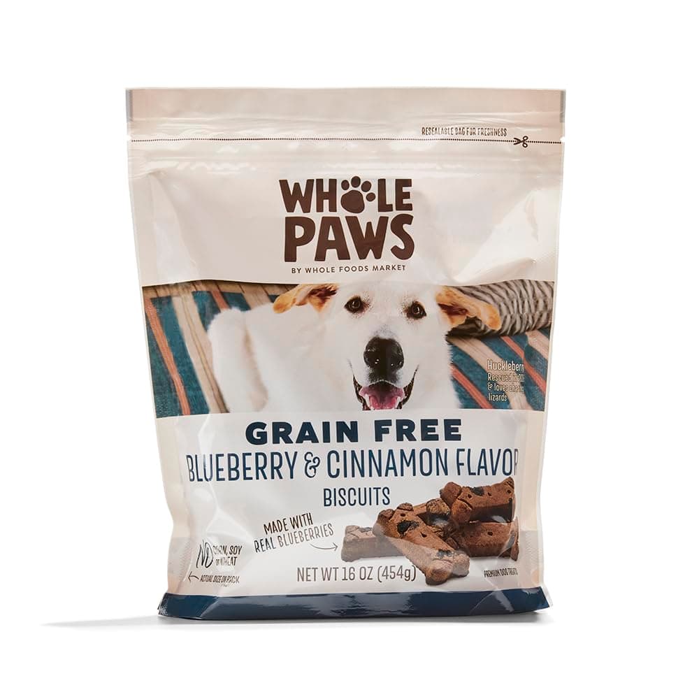 Whole Paws, Grain-Free Dog Biscuit Treats, Blueberry & Cinnamon Flavor, 16 Ounce