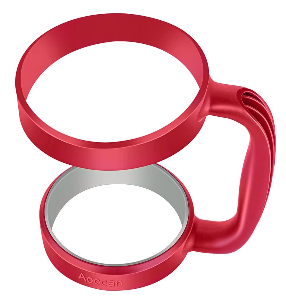 Aoocan Handle for Yeti Rambler 30 Oz Tumblers, Oold Version RTIC Tumbler, Sic Cup Ozark Trail and More Tumbler Mug, Wine Red