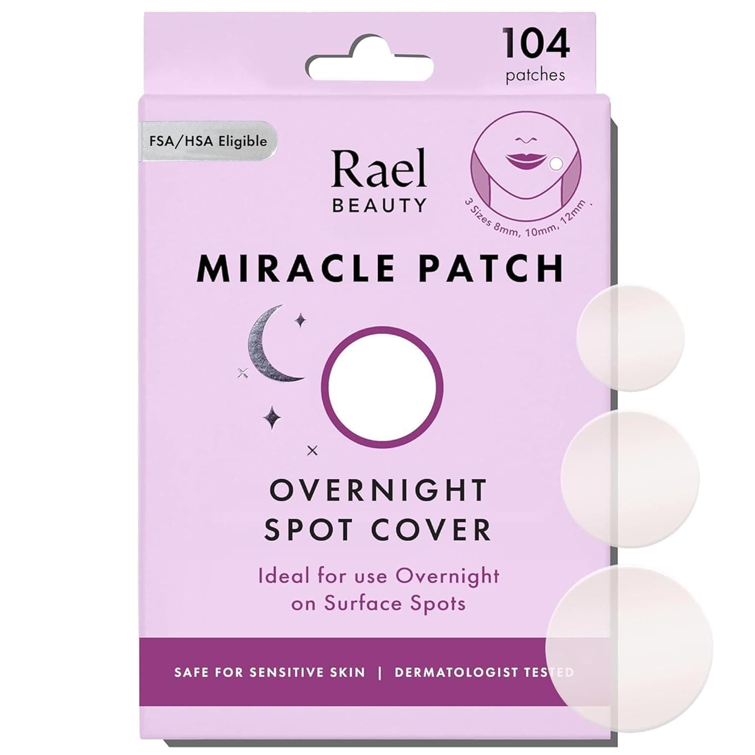 Pimple Patches, Miracle Overnight Spot Cover - Korean Skincare, Hydrocolloid Acne Spot Patch, Thicker & Extra Adhesion, 3 Sizes (104 Count)