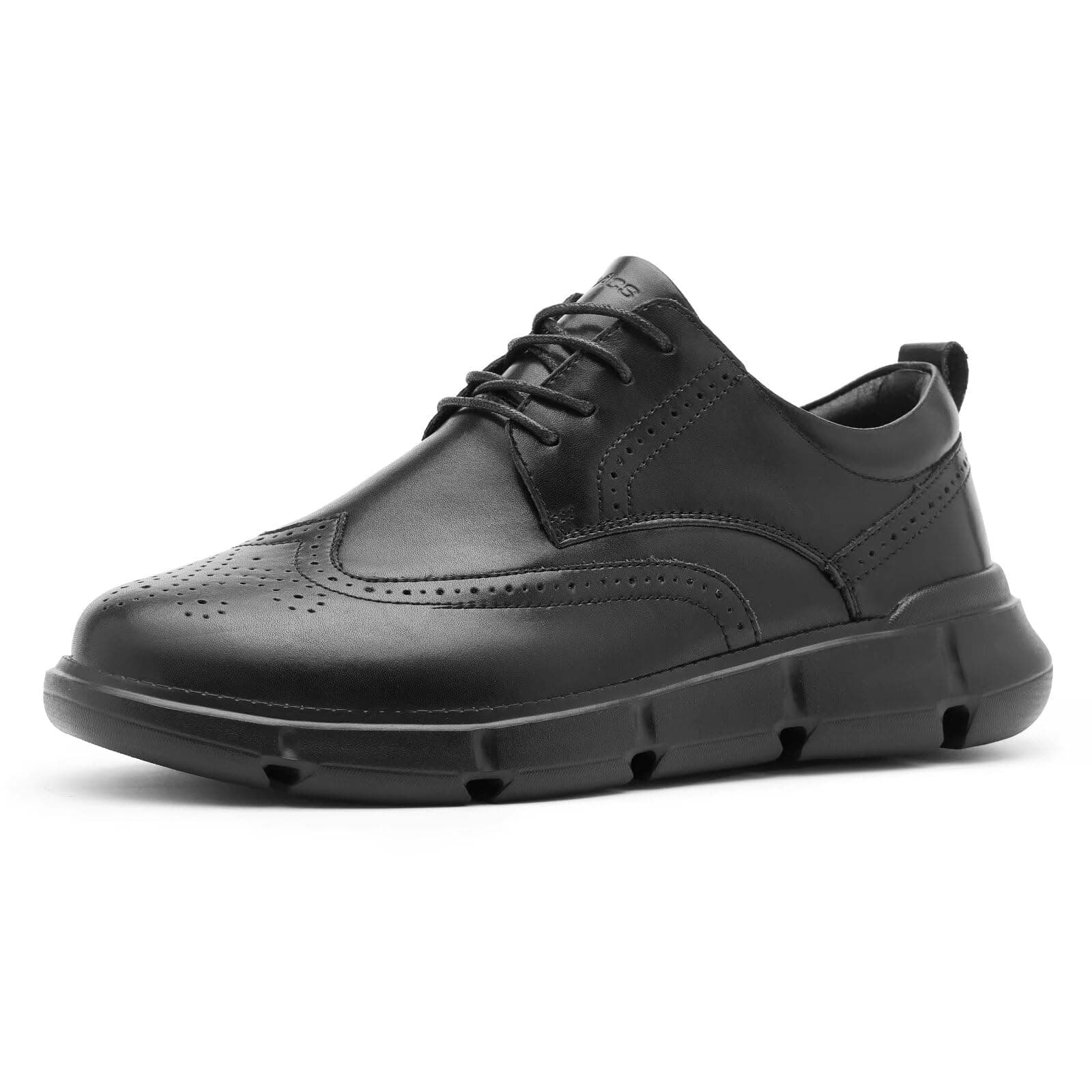 Men's Orthopedic Leather Dress Walking Shoes: Comfortable Indoor Plantar Fasciitis Arch Support High Instep Fashion Sneakers, Casual Fit Cushion Sole Flat Feet Golf Gowalk Oxfords Black Size 9.5