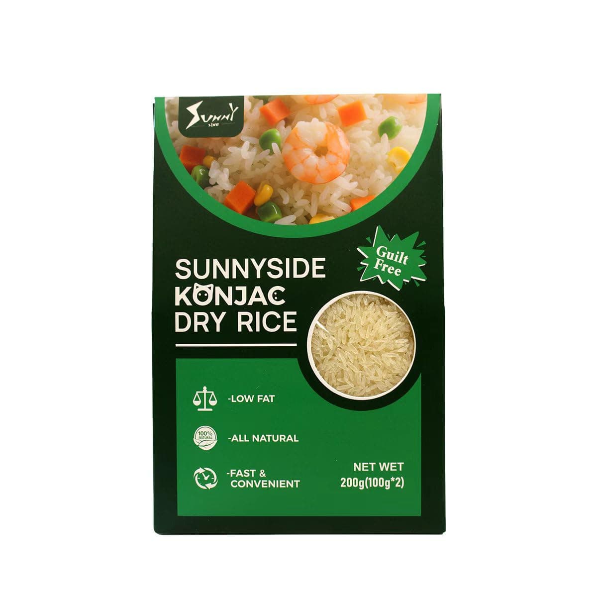 Sunnyside Konnyaku Shirataki Dry Rice 1 Pack — Vegan Konjac Alternative & Rice Substitute, Low Fat, Gluten Free, Instant, Perfect for Sushi, Stir Fry, Curry, and Asian Dishes