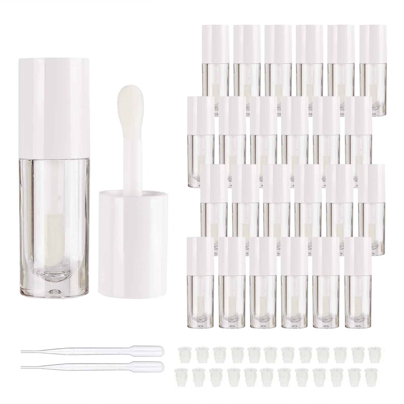 COSIDEA 14pcs Empty 6ml big doe foot wand lip gloss tubes for DIY lipgloss, White round lipgloss containers tubes with thick wand