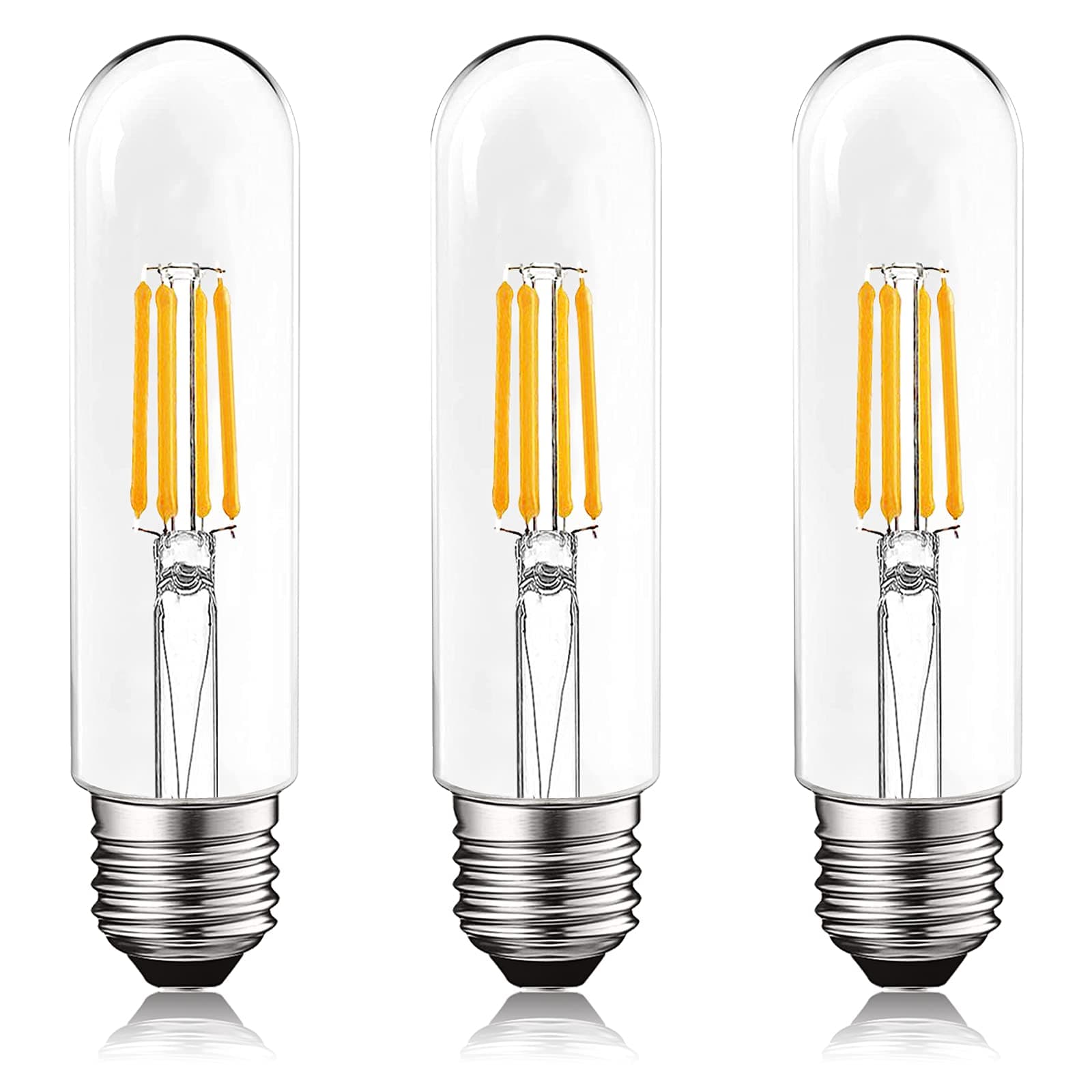 LUXRITE T10 LED Bulb, 5W=60W Equivalent, 2700K Warm White, Vintage Edison Filament Bulb, 500 Lumens, Tubular Light Bulb, Damp Rated, UL Listed, E26 Standard Base (3 Pack)