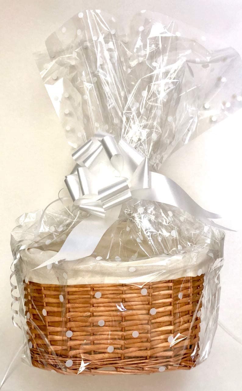 Make Your Own Hamper Kit, Oval High back Willow Basket which includes Bow & Cellophane Small Medium Or Large Gift Xmas (large)
