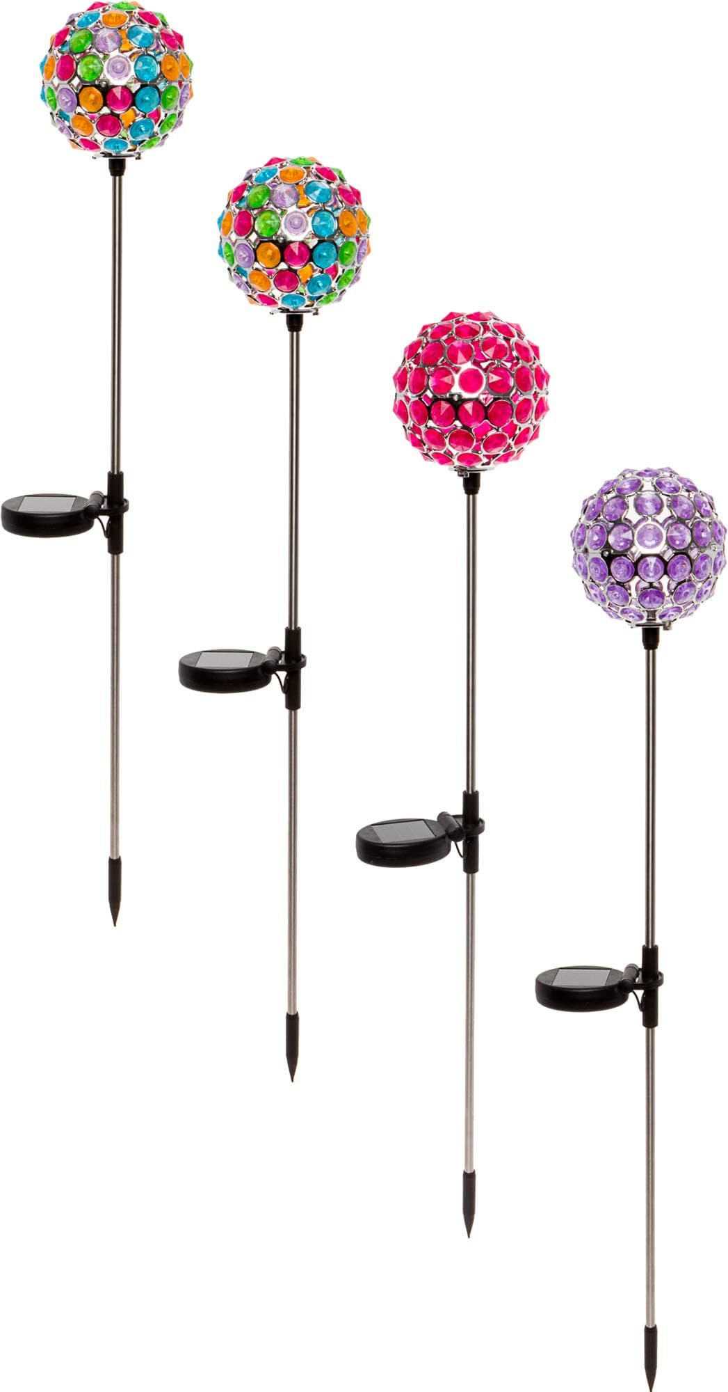 GreenLighting 4 Pack Outdoor Solar Crystal Globe Lights Set - Colorful Path LED Stake Lights for Patio and Garden (Variety Color)