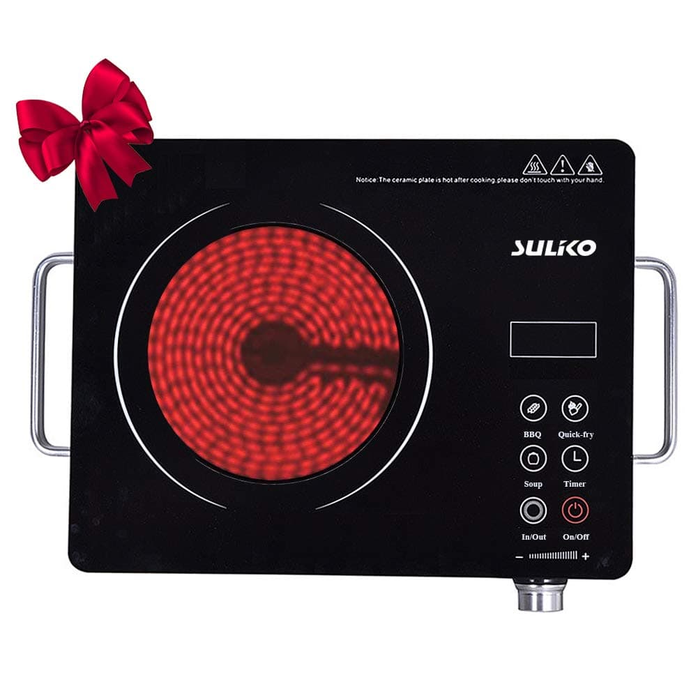 Suliko Electric Cooktop, 1800W Portable Countertop Burner, Sensor Touch Electric Induction Cooktop Countertop Burner Suitable for Iron, Stainless Steel, Glass, Ceramic Cookware
