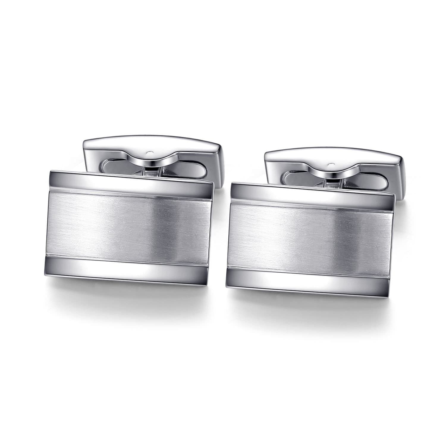 Rectangle Cufflinks for Mens Steel Business Wedding Gift