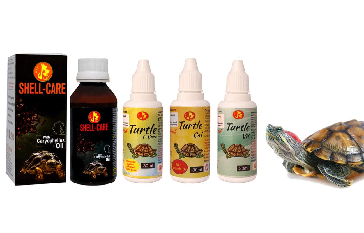 (PCI) Special Combo Turtle i-Care, Turtle Cal, Turtle VIT, Shell Care Swollen Infected Eye, Strong Shell, Calcium Vitamin Mineral, Healthy Turtle (30ml) (Pack of 4)