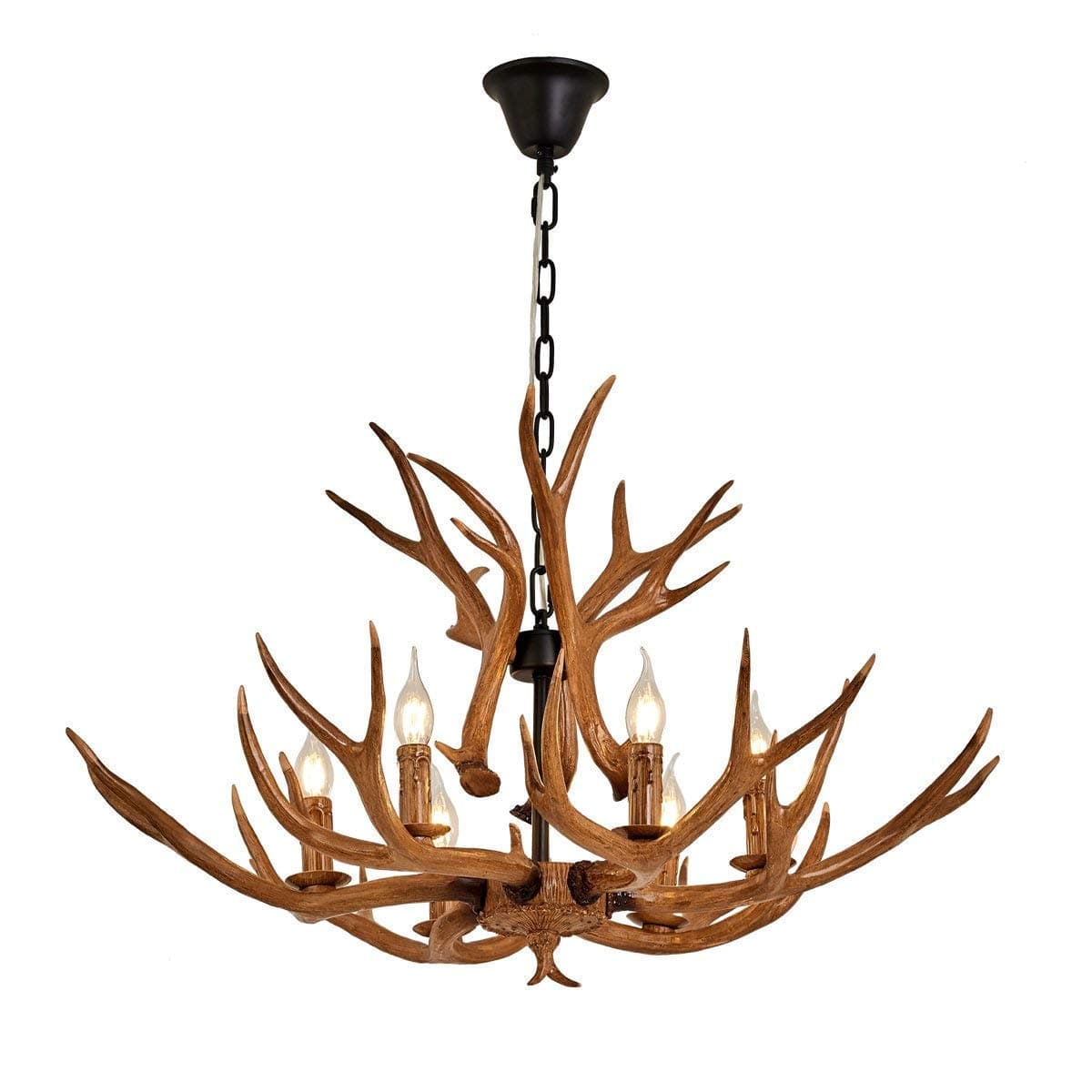 RF AEA Antler Chandelier, Faux Antler Ceiling Light Vintage Style Chandelier, with 6 Spiral Lamp Holder of E14, Rustic Hanging Lights for Dining Room, Living Room,Bar,Cafe,8688-6