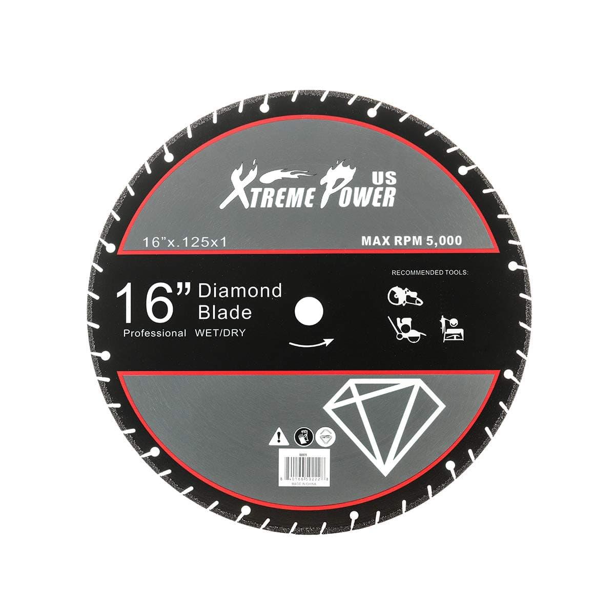 XtremepowerUS Multi-Purpose 16" inch Diamond Blade Metal Steel Iron Cut Off Saw Wheel Abrasive, 1" Arbor Ultra Fast Cutting Blade