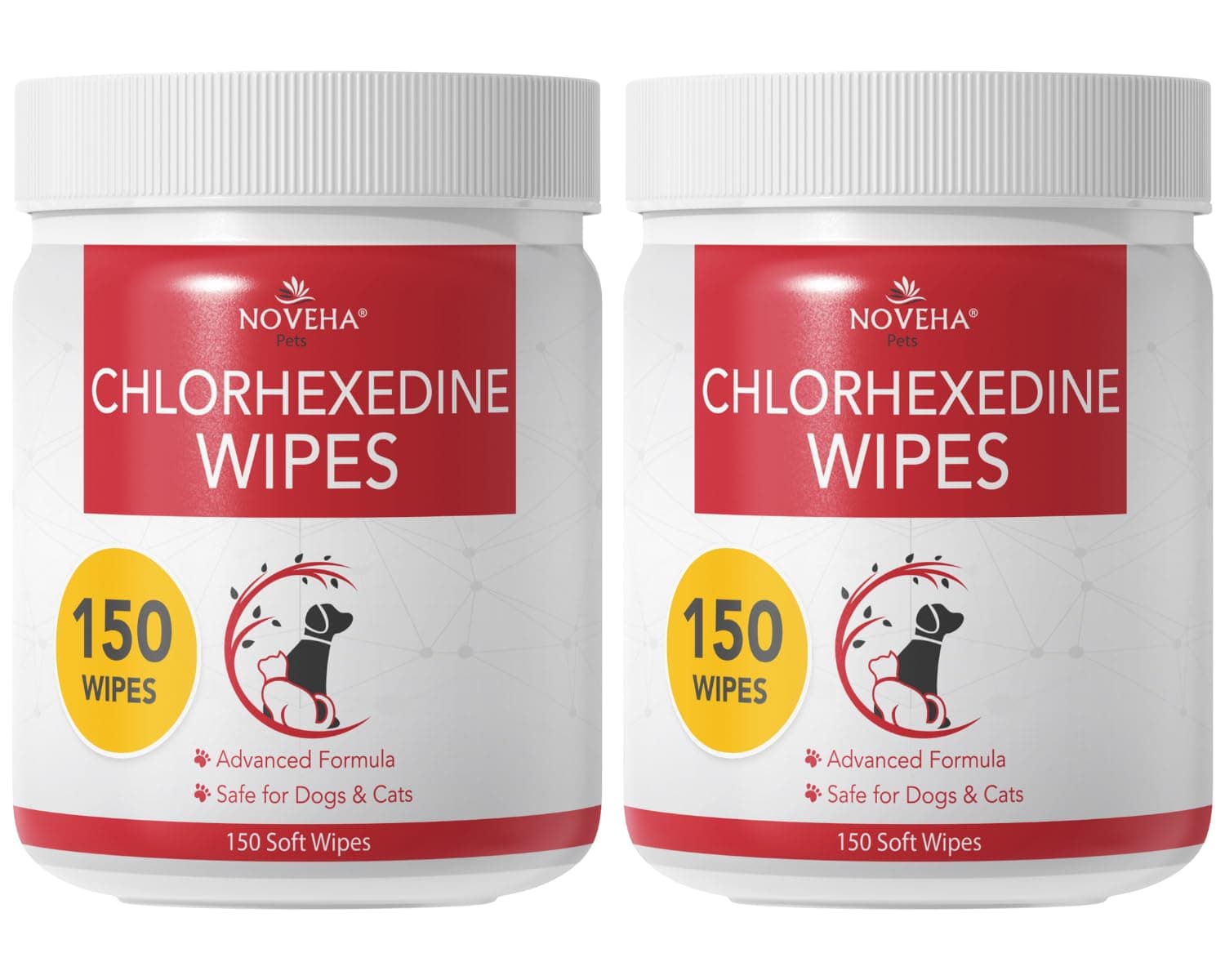 NOVEHA Pet Wipes - Formulated Pet Wipes - for Facial and Finger Folds, Underarms - 3" x 2" Size (300 Counts)