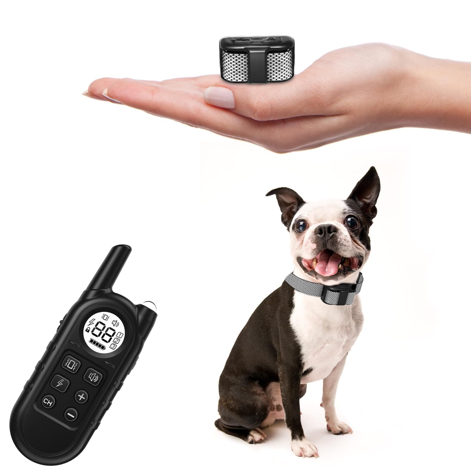 Tiniest Dog Shock Collar, Lightest Dog Training Collar with Remote for Small Dogs 5-15lbs & Medium Large Dogs/Puppies, Waterproof, Rechargeable, 1300ft Range (White Black Dot&Ultra Tiny)