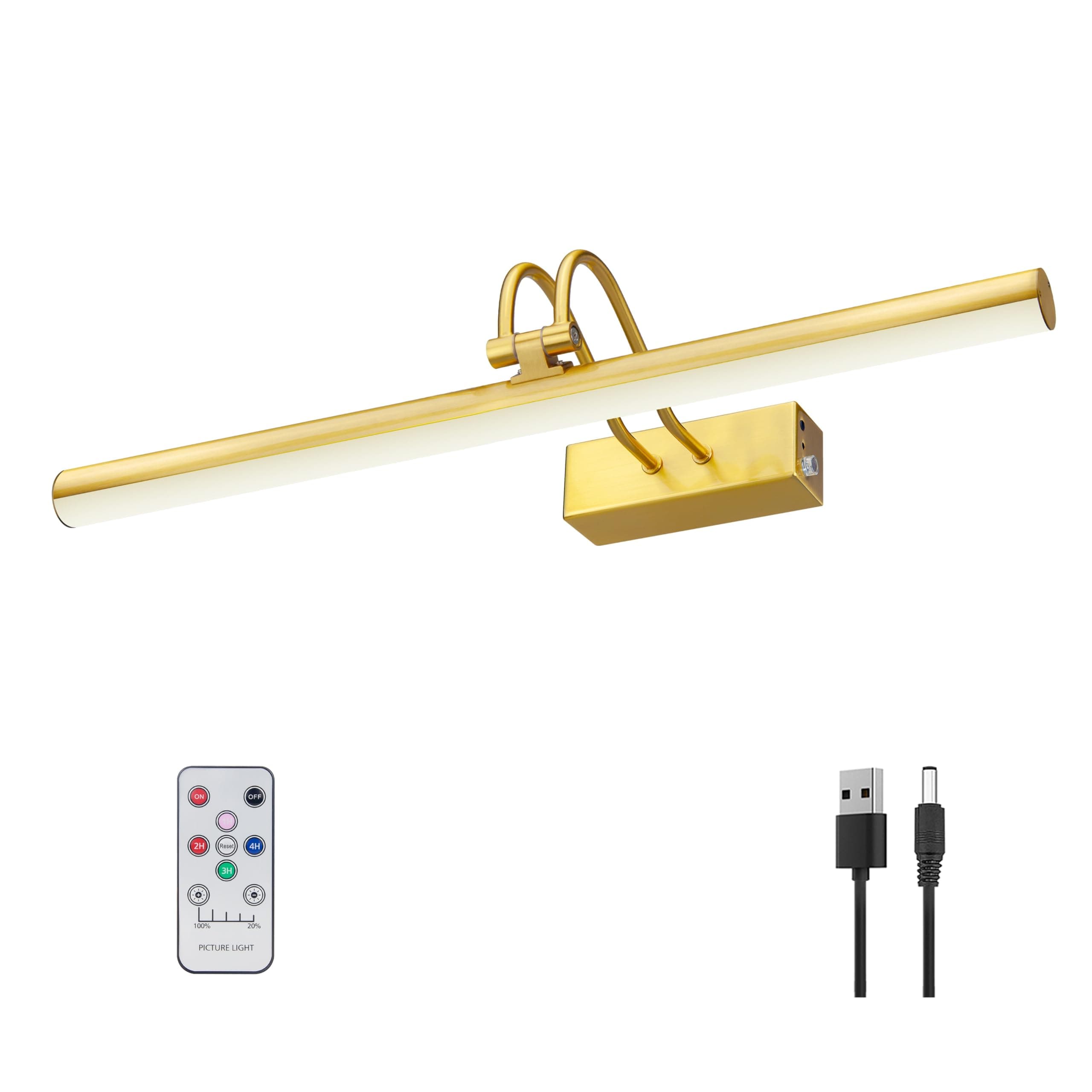 Picture Light,16in Wireless Battery Wall Lighting,Remote Art Lights for Paintings with Timer and Dimmable for Display Photo,Frame,Portrait,Dartboard-Plated Gold