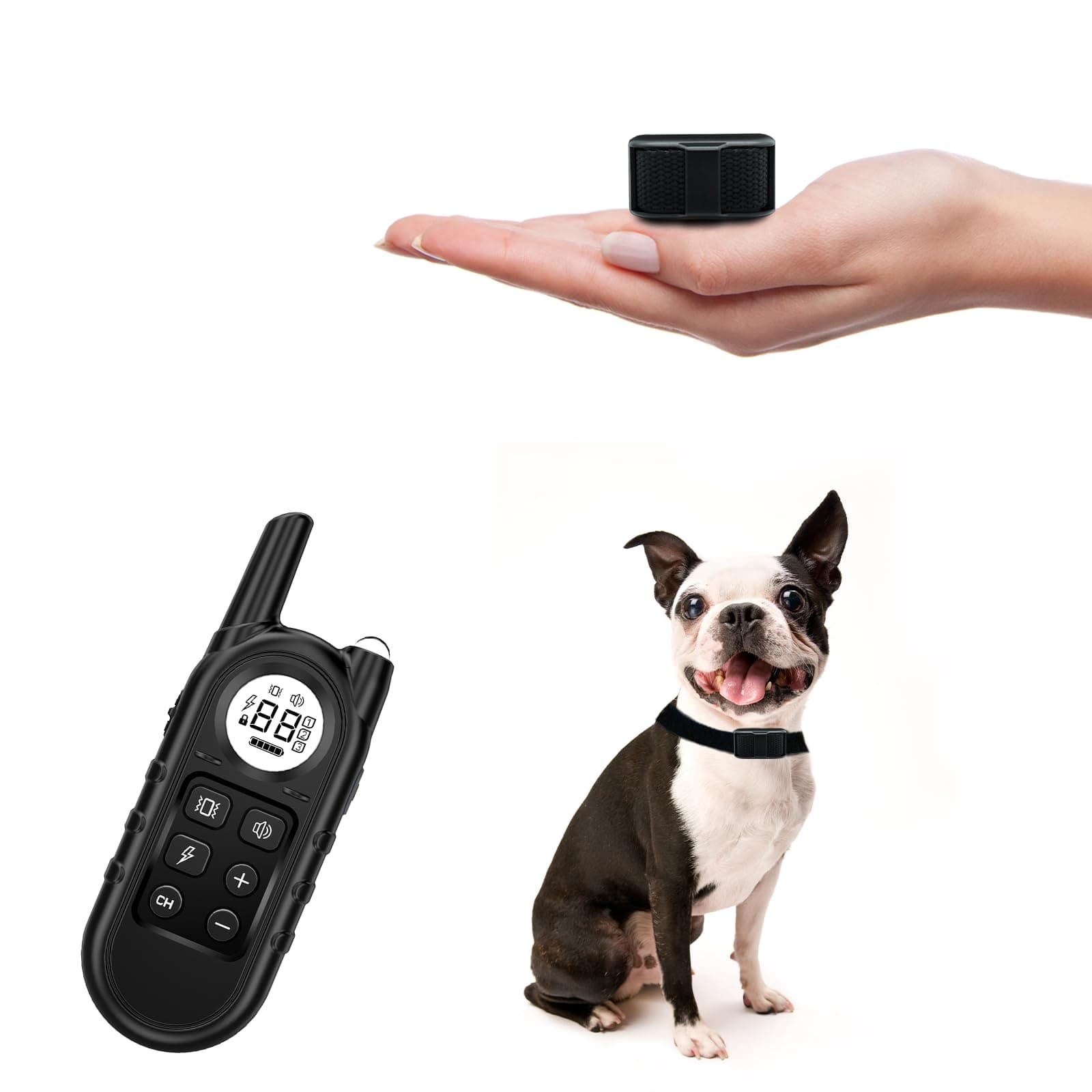 Tiniest Dog Shock Collar, Lightest Dog Training Collar with Remote for Small Dogs 5-15lbs & Medium Large Dogs/Puppies, Waterproof, Rechargeable, 1300ft Range (Black&Ultra Tiny)