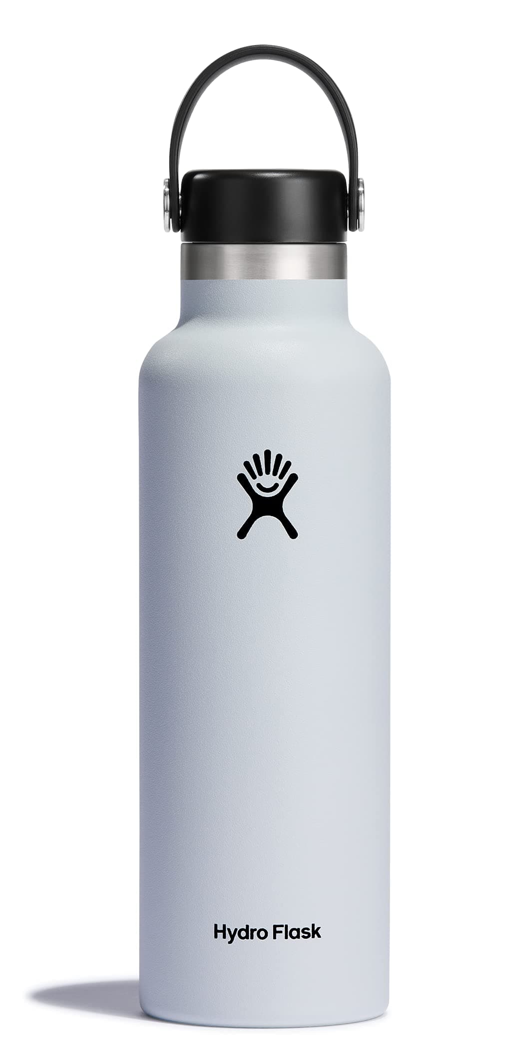 Water Bottle 621 ml (21 oz) - Vacuum Insulated Stainless Steel Water Bottle with Leak Proof Flex Cap and Powder Coat - Standard Mouth - White