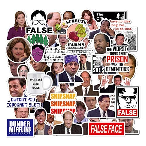 The Office Stickers Pack of 50 Stickers - The Office Stickers for Laptops, Dunder Mifflin Stickers, The Office Laptop Stickers, Funny Stickers for Laptops, Computers, Hydro Flasks, Water Bottles