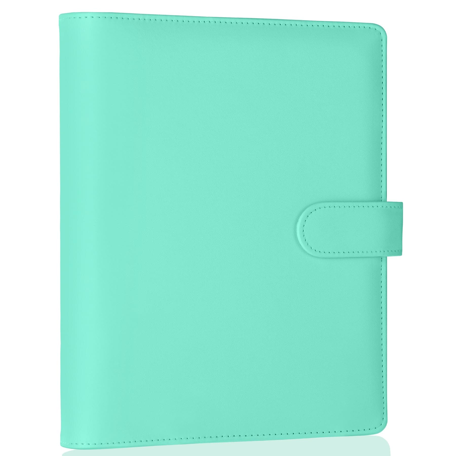 Antner A5 Folder with 6 Rings Notebook, Refillable Budget Planner, Cash Organizer, PU Leather, Loose Leaf Photo Card Holder, Aesthetic Folder with Magnetic Buckle for A5 Planner, Light Green
