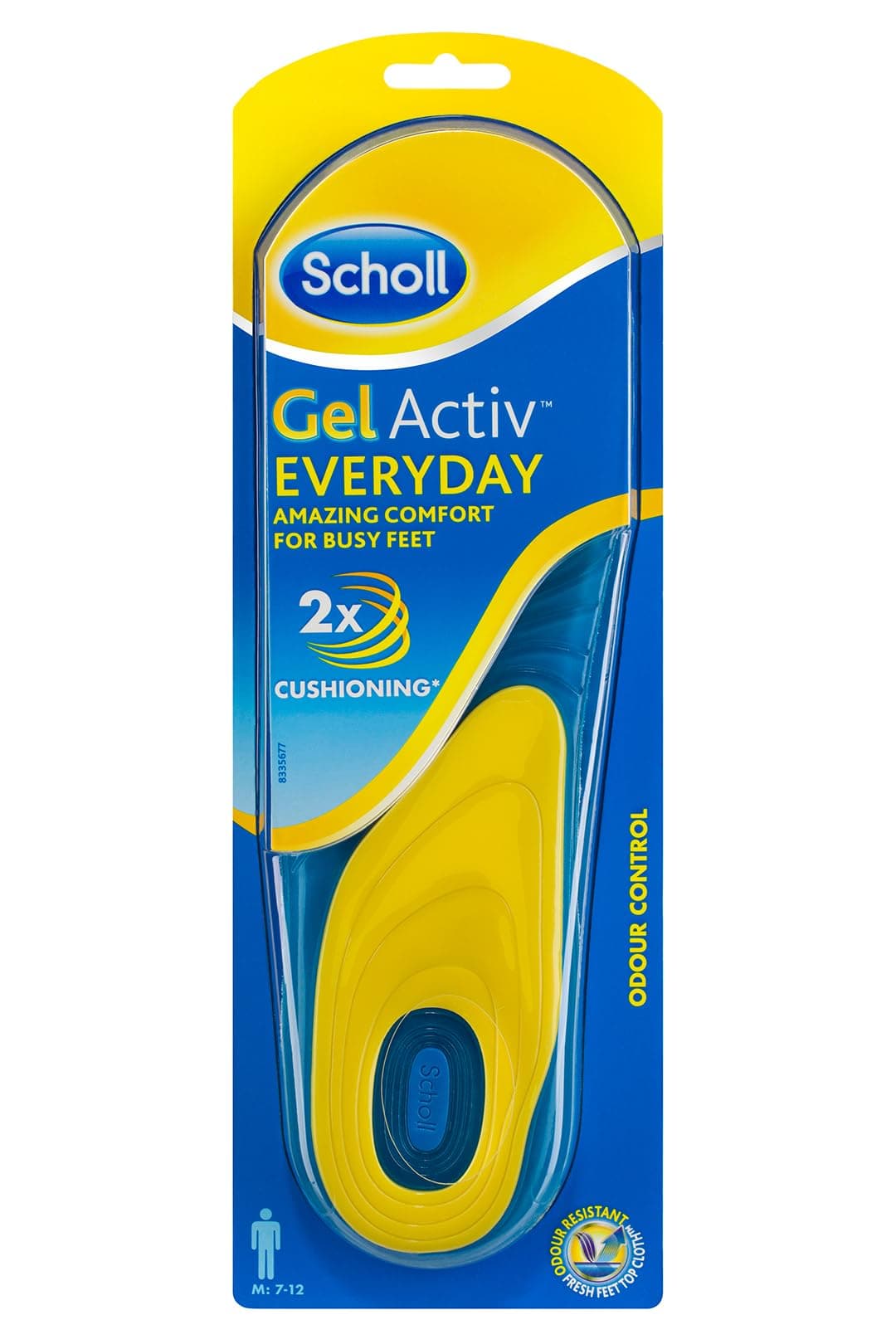 Scholl GelActiv Every Day Insoles for Men - Anti Foot Fatigue Comfort Insoles - Trim to Fit Your Walking Boot/Shoes - UK Size 7-12, 1 Pair, Blue