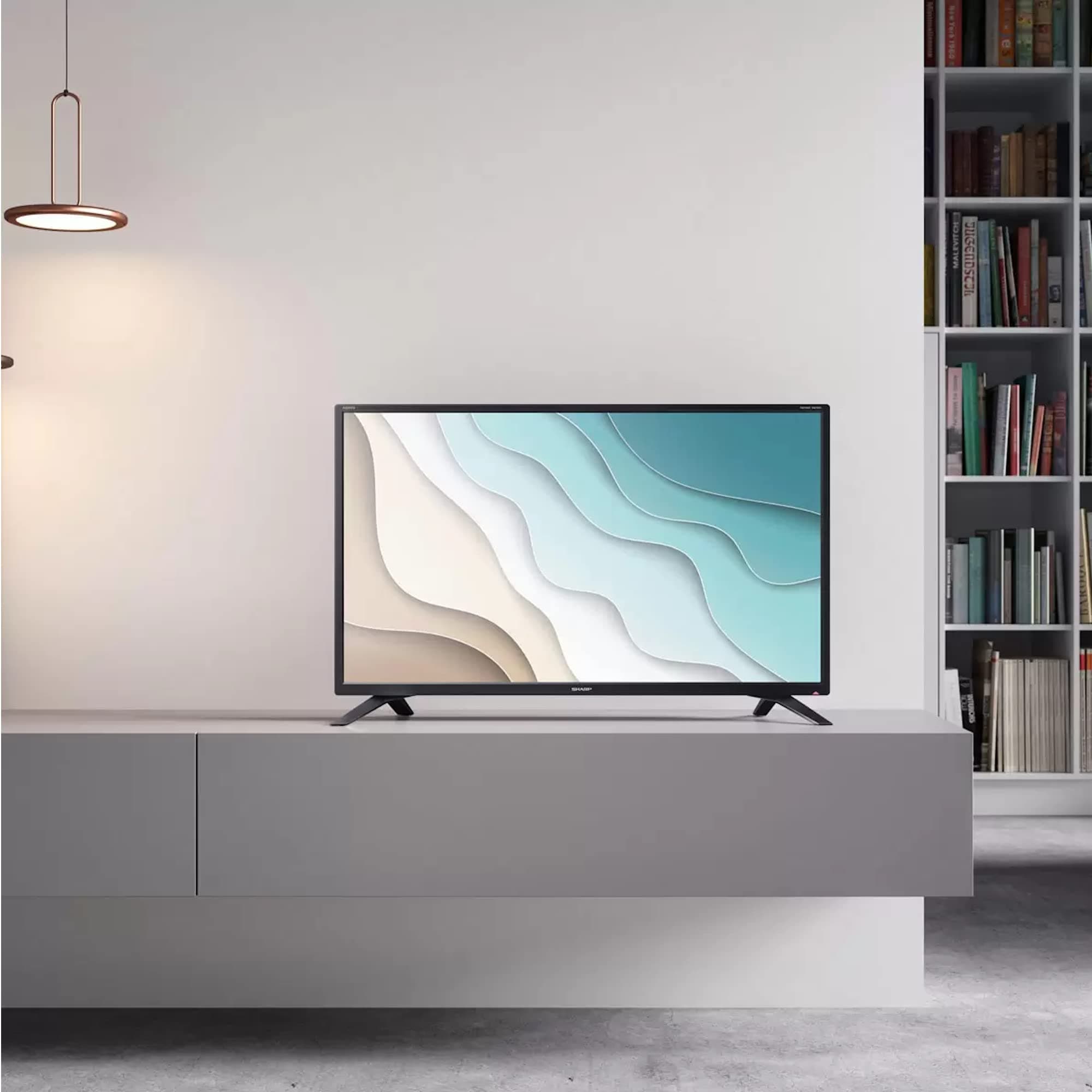 SHARP 32EE2K 32 Inch 720p Smart TV, HD Display with Harman/Kardon Speakers, Dolby Digital Audio Decoder, 3 x HDMI Ports, 2 x USB Ports and Freeview HD - Black