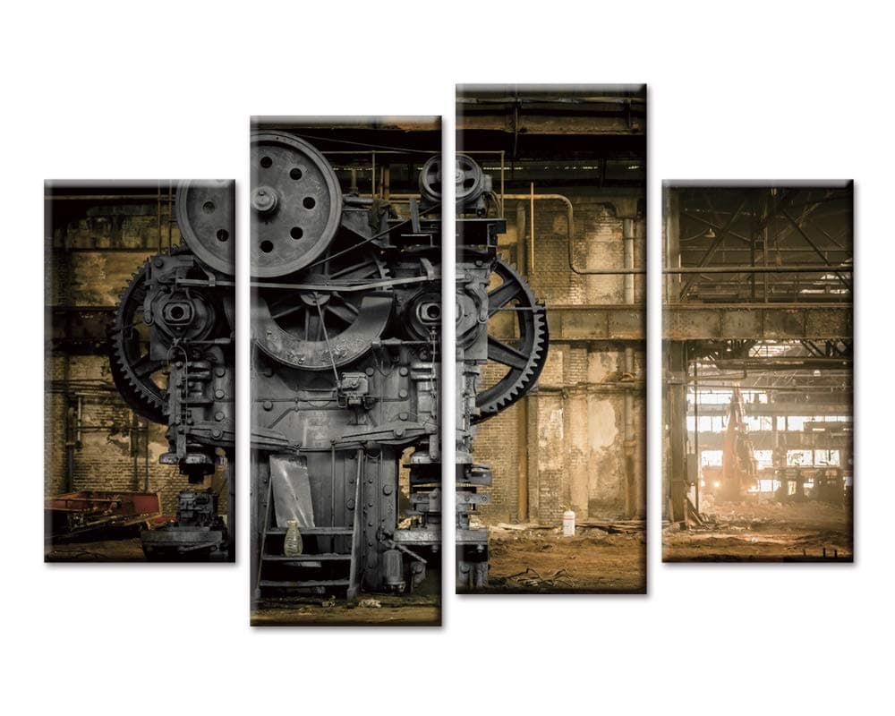 First Wall Art Metallurgical Firm Waiting for A Demolition Machine Old Factory Painting Pictures Print On Canvas Architecture The Picture for Home Modern Decoration Piece
