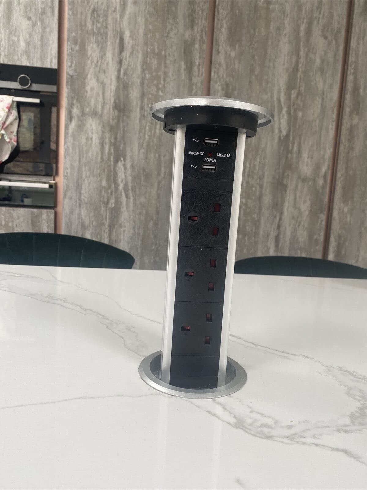 MOTORISED POP UP Electrical Socket Power POD Wireless QI 2 USB Kitchen WORKTOP Socket