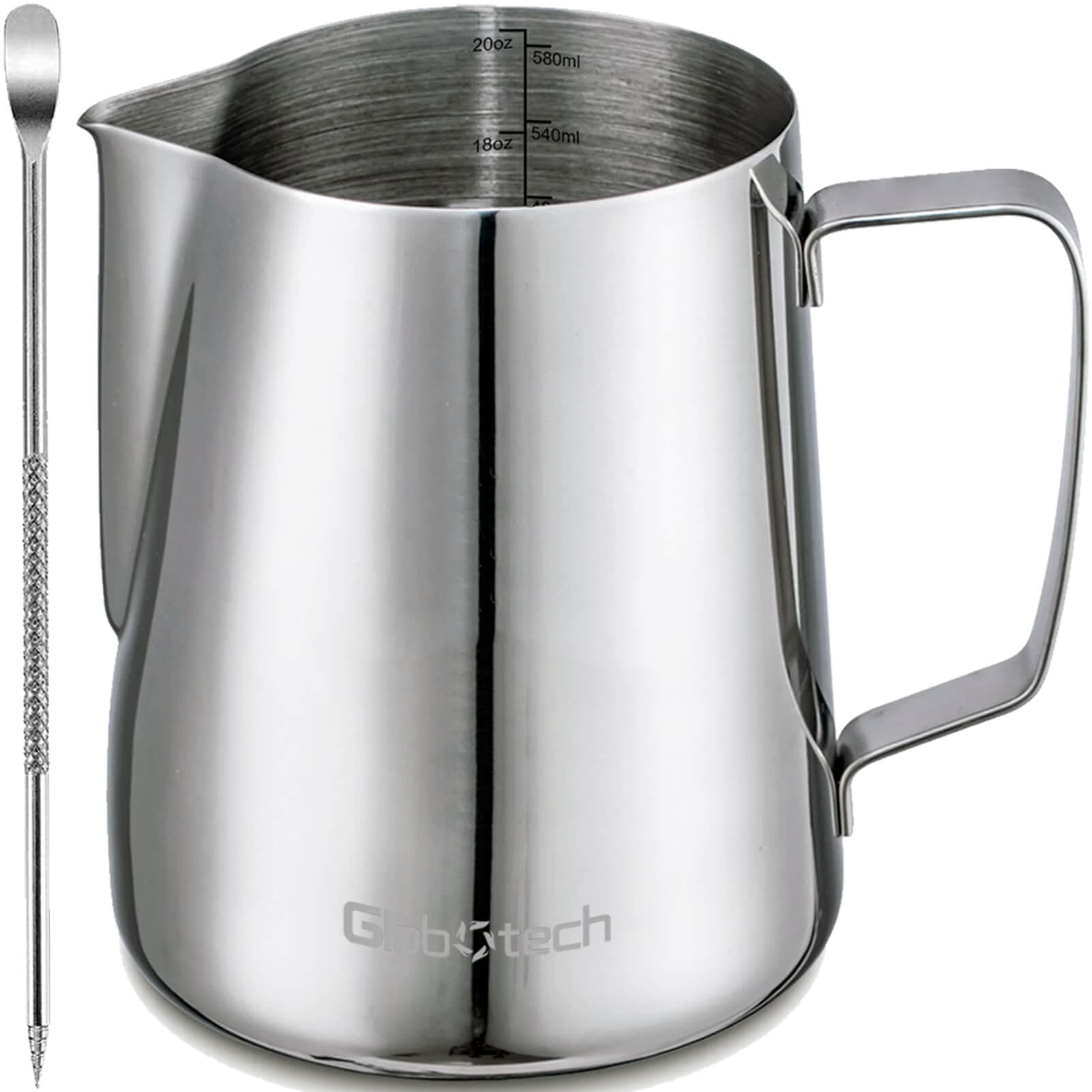 Stainless Steel Milk Frother Cup - Espresso Steaming Pitchers Coffee Foam Making Pitcher Latte Art Froth Cup Steaming Jug Cappuccino Hot Chocolate 20 Oz (600ml)…