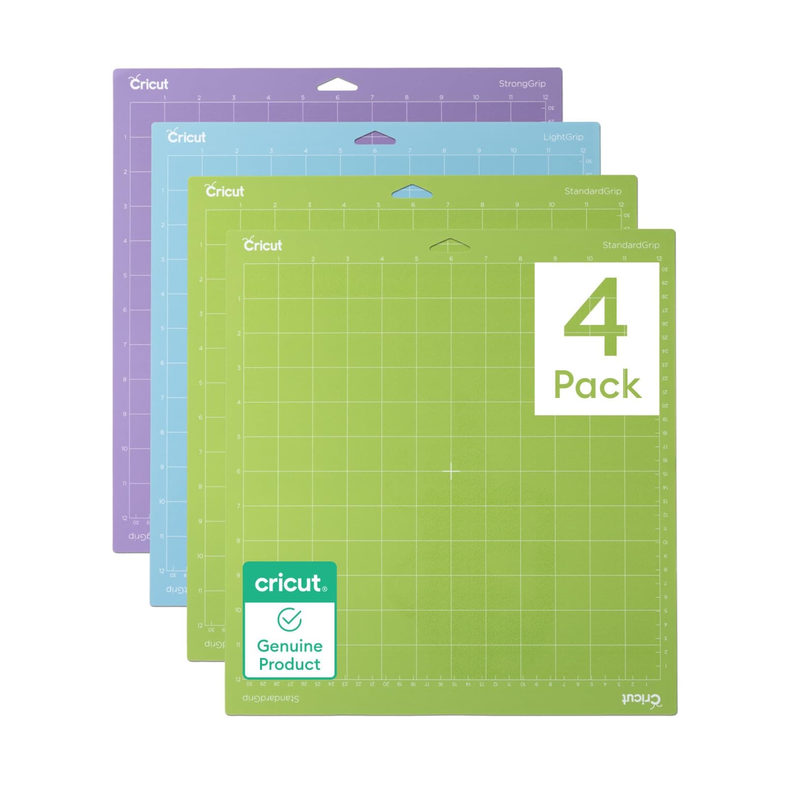 Mat Variety Pack (4 Count, 12in x 12in) - for Explore & Maker Machines - Includes 2 StandardGrip, 1 LightGrip, 1 StrongGrip