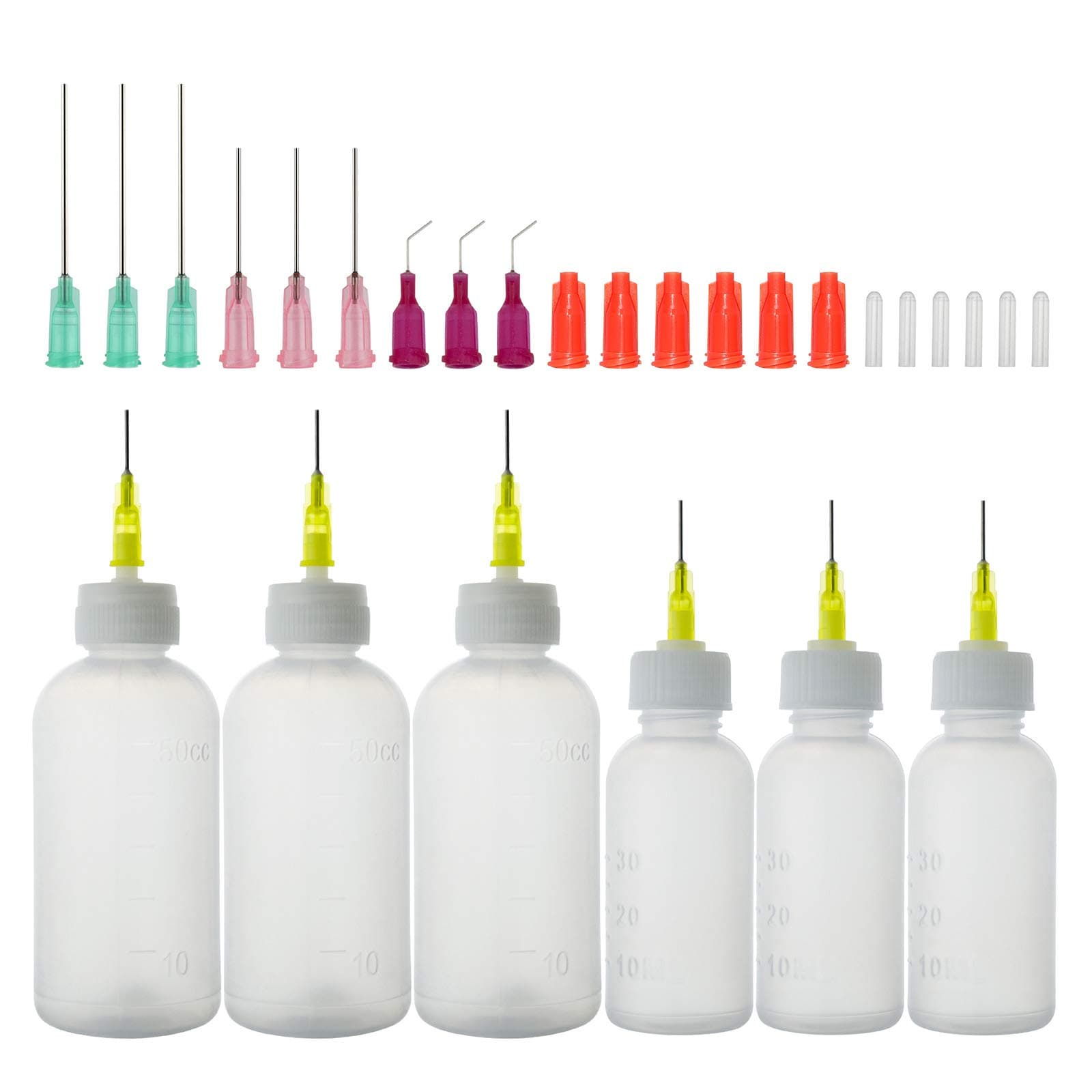 Needle Bottle Applicator, Needle Tip Glue Bottle, Squeeze Bottle with Fine Tip for Liquid, Glue Oil, Acrylic Paint (30 Millilitres, 50 Millilitres)