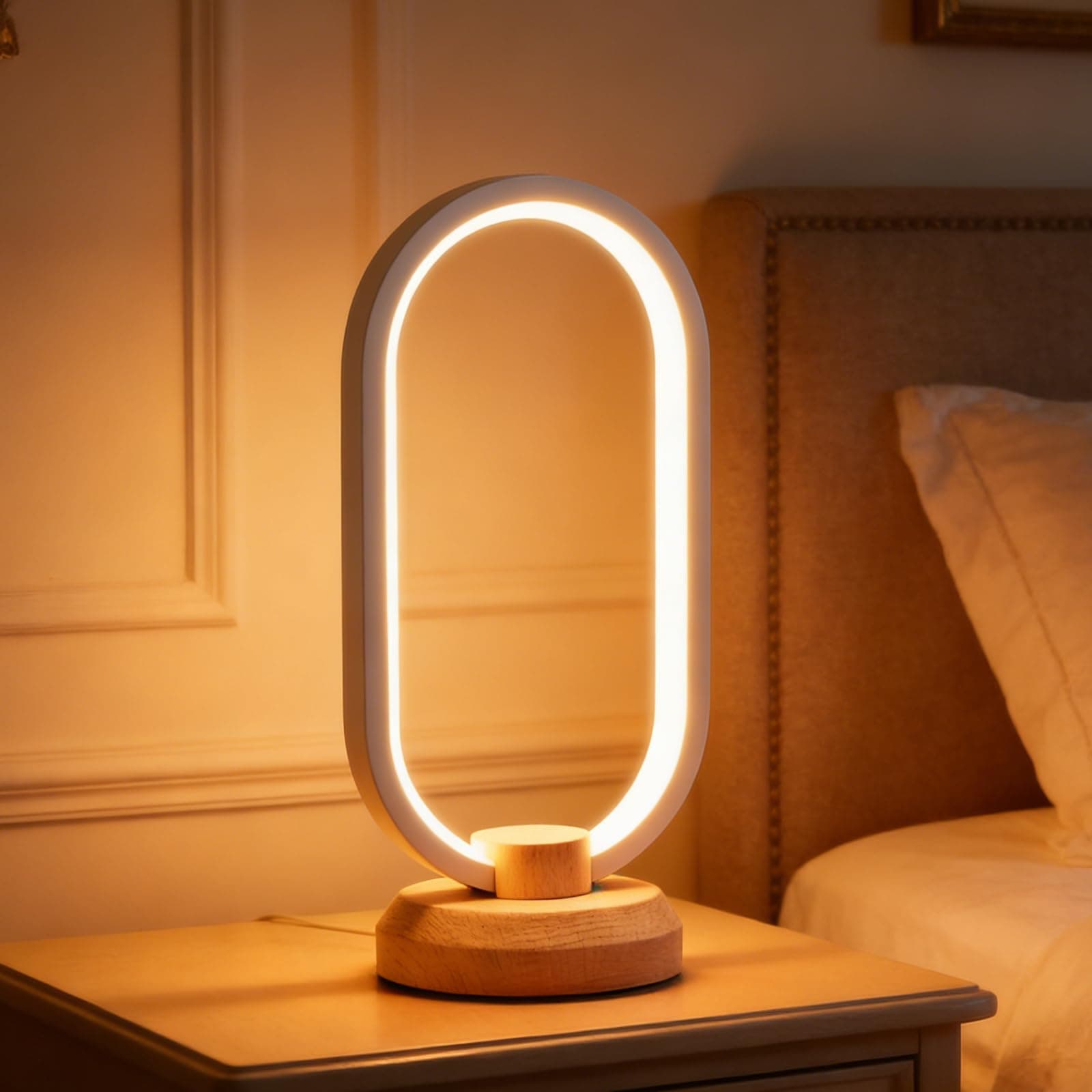 Modern Desk lamp LED Wood Table Lamp, Bedroom Bedside Night Light, Dimmable Led Lighting, Creative Home Decor, Unique House warmging Gift