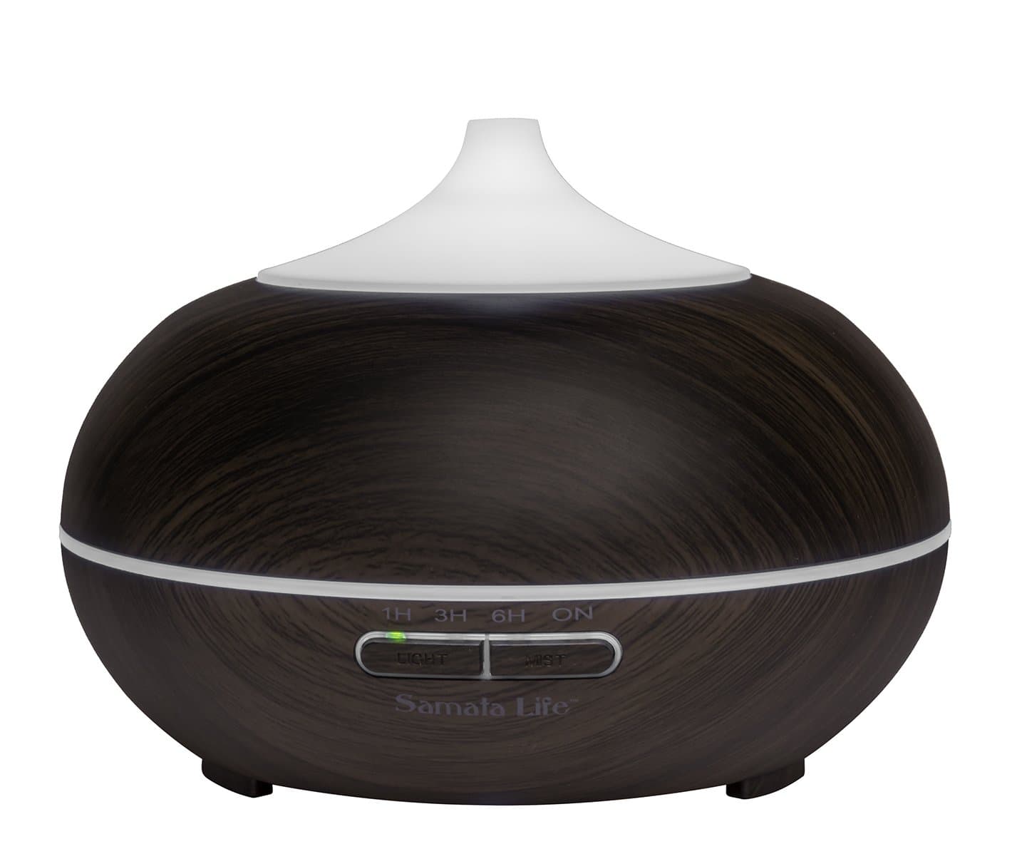 Samata Life Premium Essential Oil Diffuser, Aromatherapy & Humidifier for Bedroom, Yoga, Office & Baby, 300 ml Ultra Sonic Cool Mist, LED Changing Light, Dark Wood Grain Mahogany Color