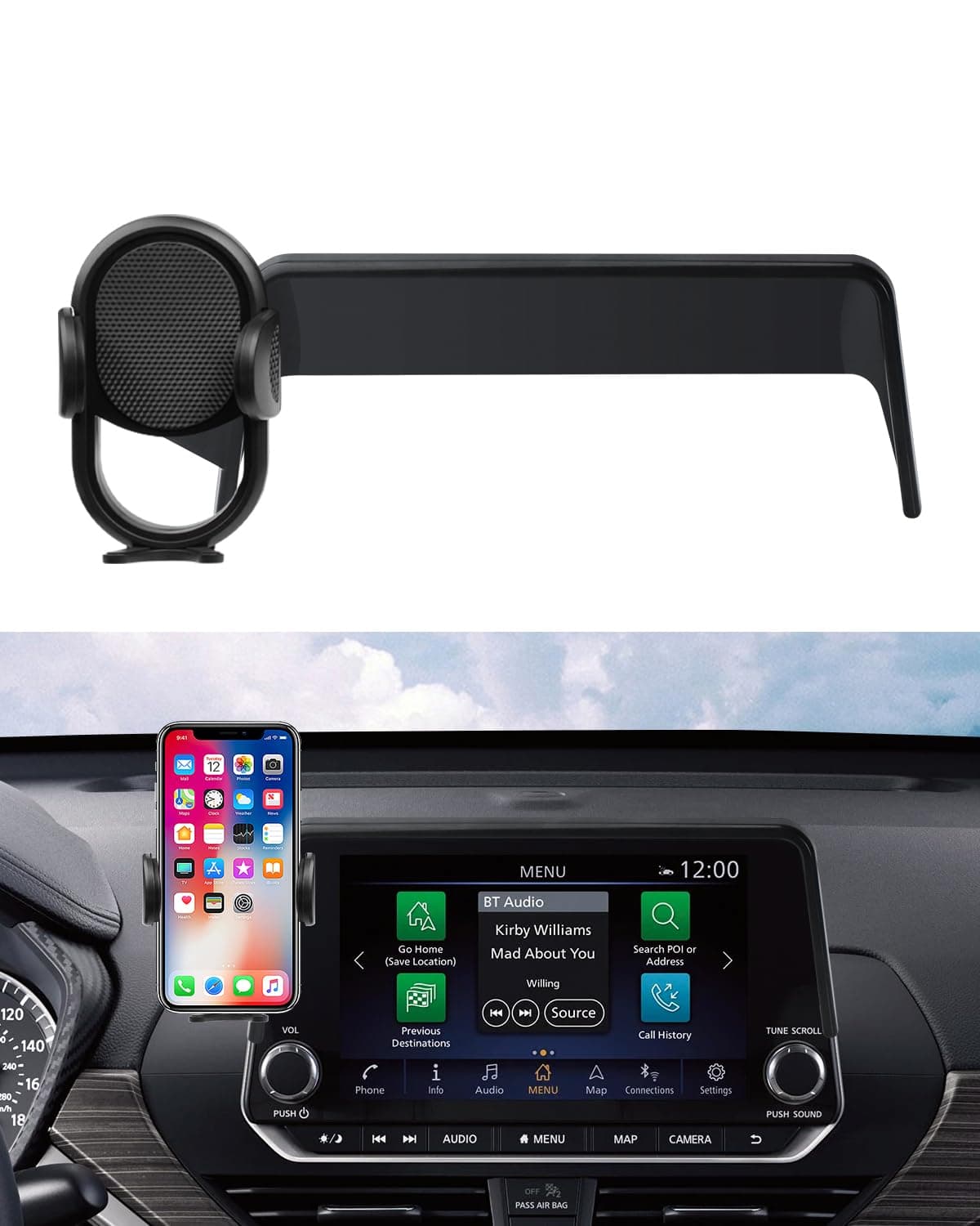 Autorder Car Phone Holder for 2021-2023 Nissan Rogue/2019-2025 Altima/2020-2025 Sentra Accessories Phone Mount 8-Inch Screen Cell Phone Automobile Cradles Hands-Free 360 Degree Rotation