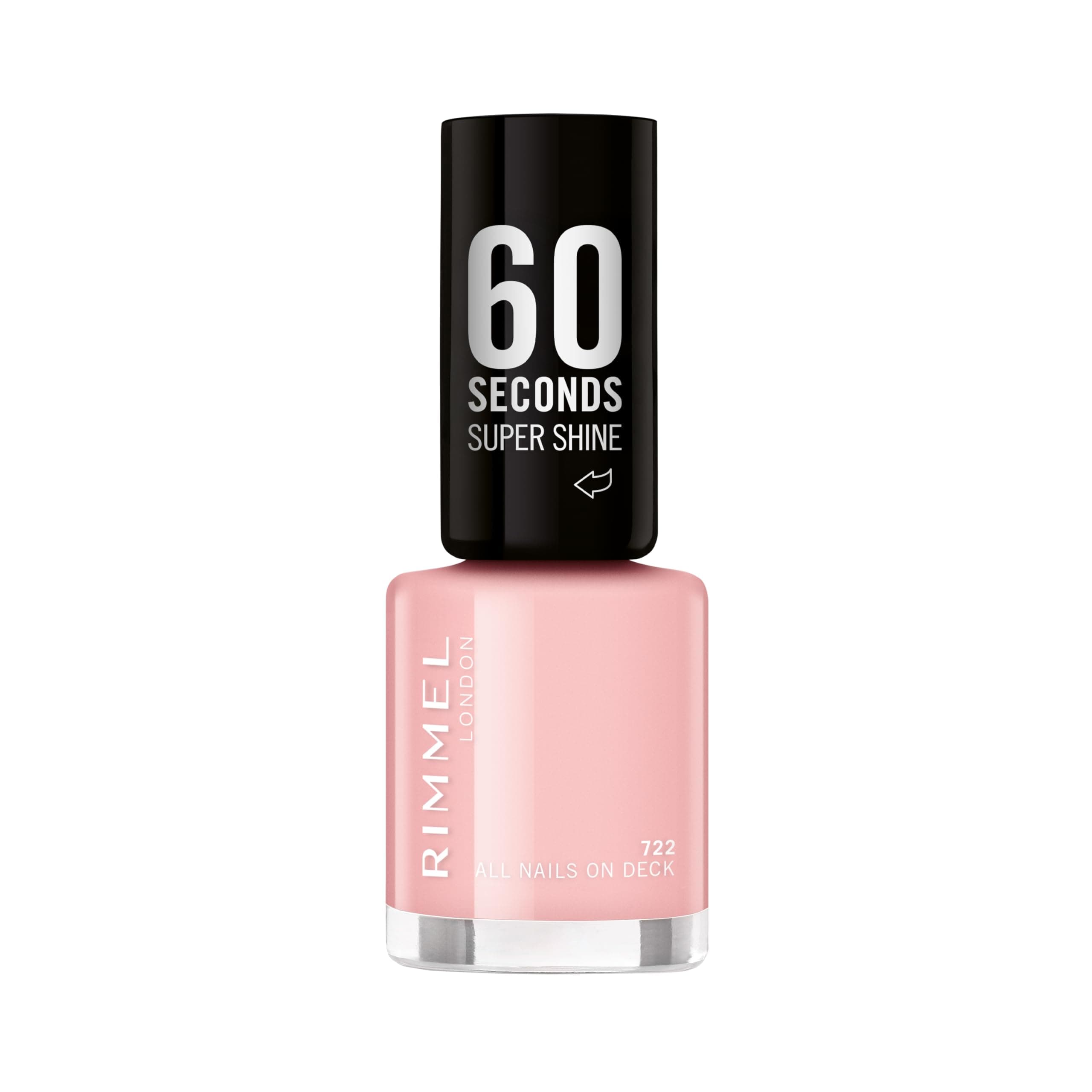 Rimmel 60 Seconds Super Shine Nail Polish, All Nails On Deck, Quick-Dry Nail Polish, Ultra-Shiny Finish, Easy to Apply, Vibrant Colour, Long-Wearing, Clean and Improved Formula, Vegan, 8ml