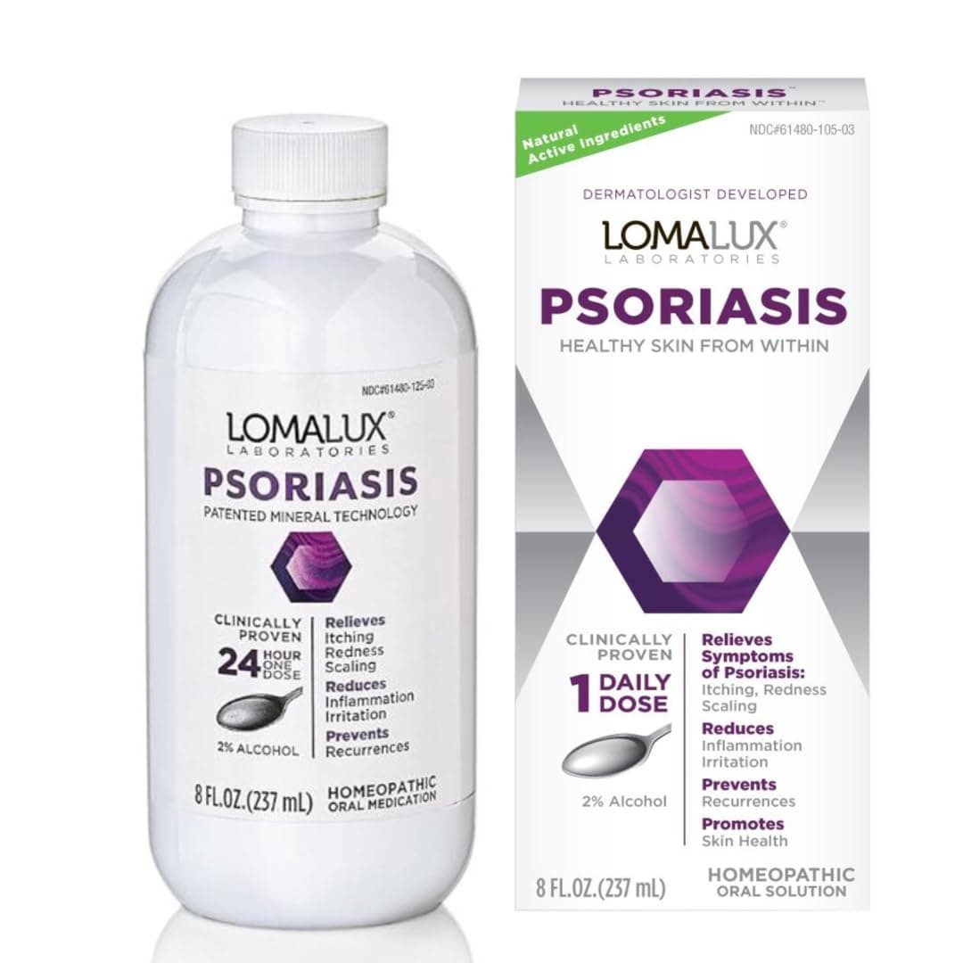 Loma Lux Psoriasis Relief Natural w/Minerals - Multi-Symptom Relief - Clinically Proven Treatment Dermatologist Developed for Psoriasis Vulgaris, Seborrheic Dermatitis, Scalp, Inverse Types - 8 Fl Oz