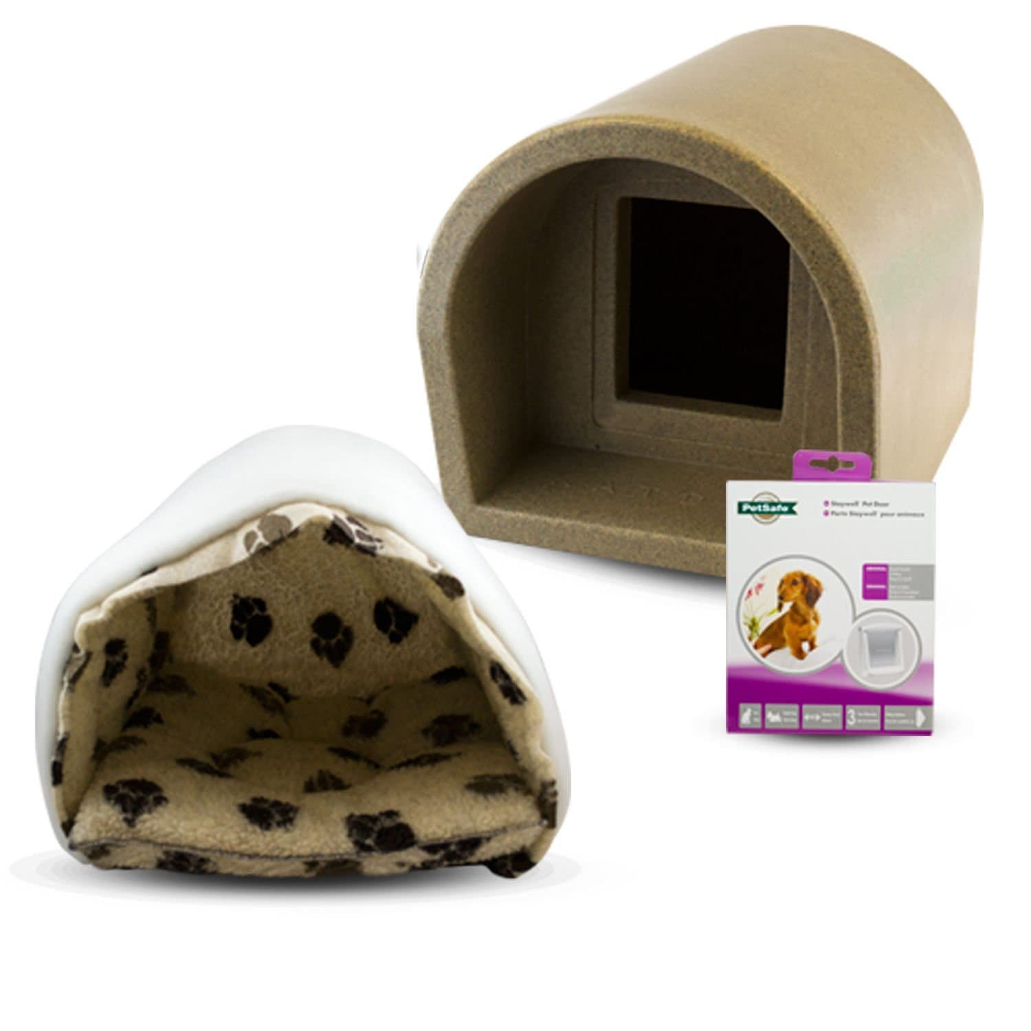 Mr Snugs KatDen Outdoor Cat Kennel/Shelter - Granite (Various Options) - Kennel, Door & Liner/Mattress Combo