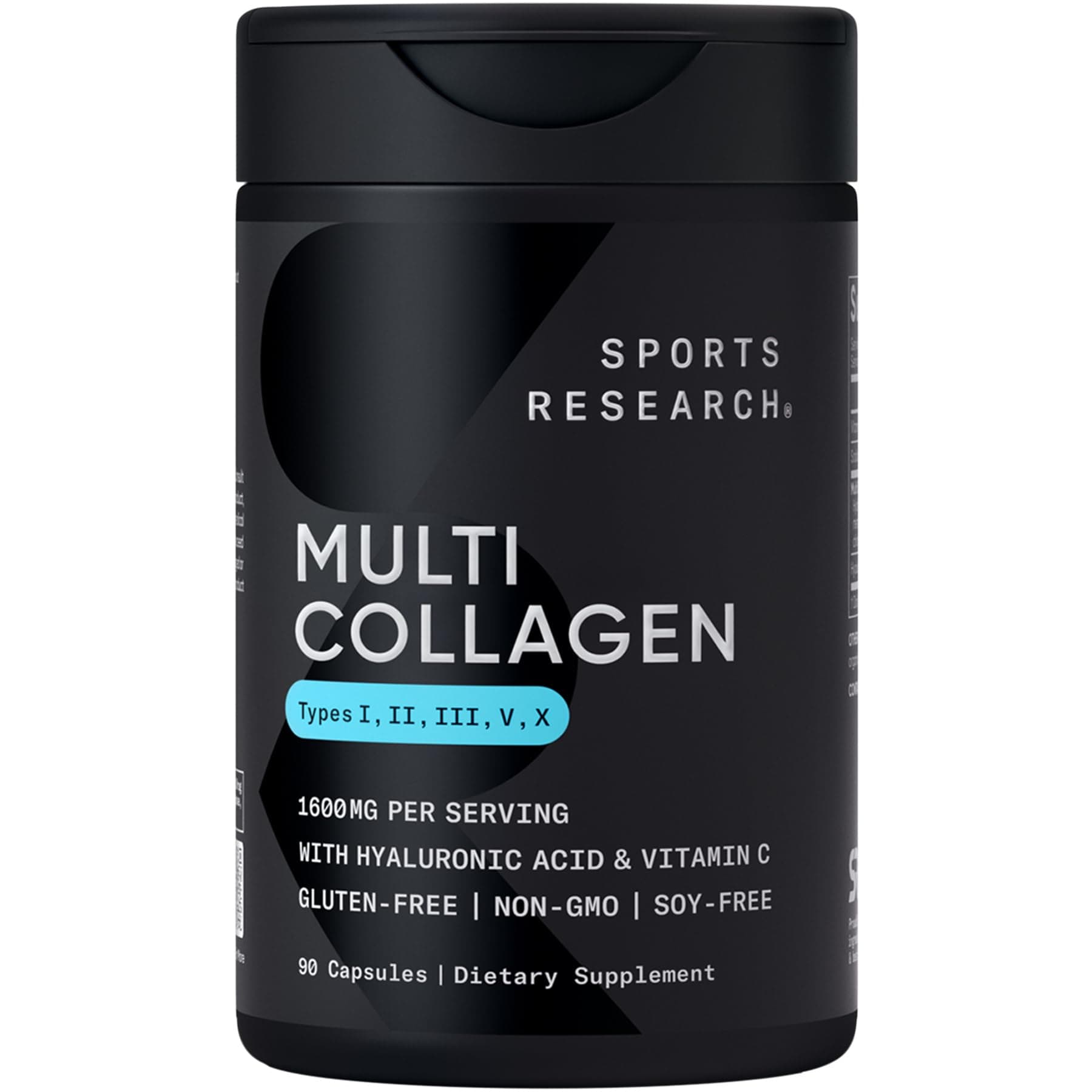 Multi Collagen Complex 1600 mg Per Serving Peptides with Hyaluronic Acid + Vitamin C (Type I, II, III, V, X)- 90 Capsules