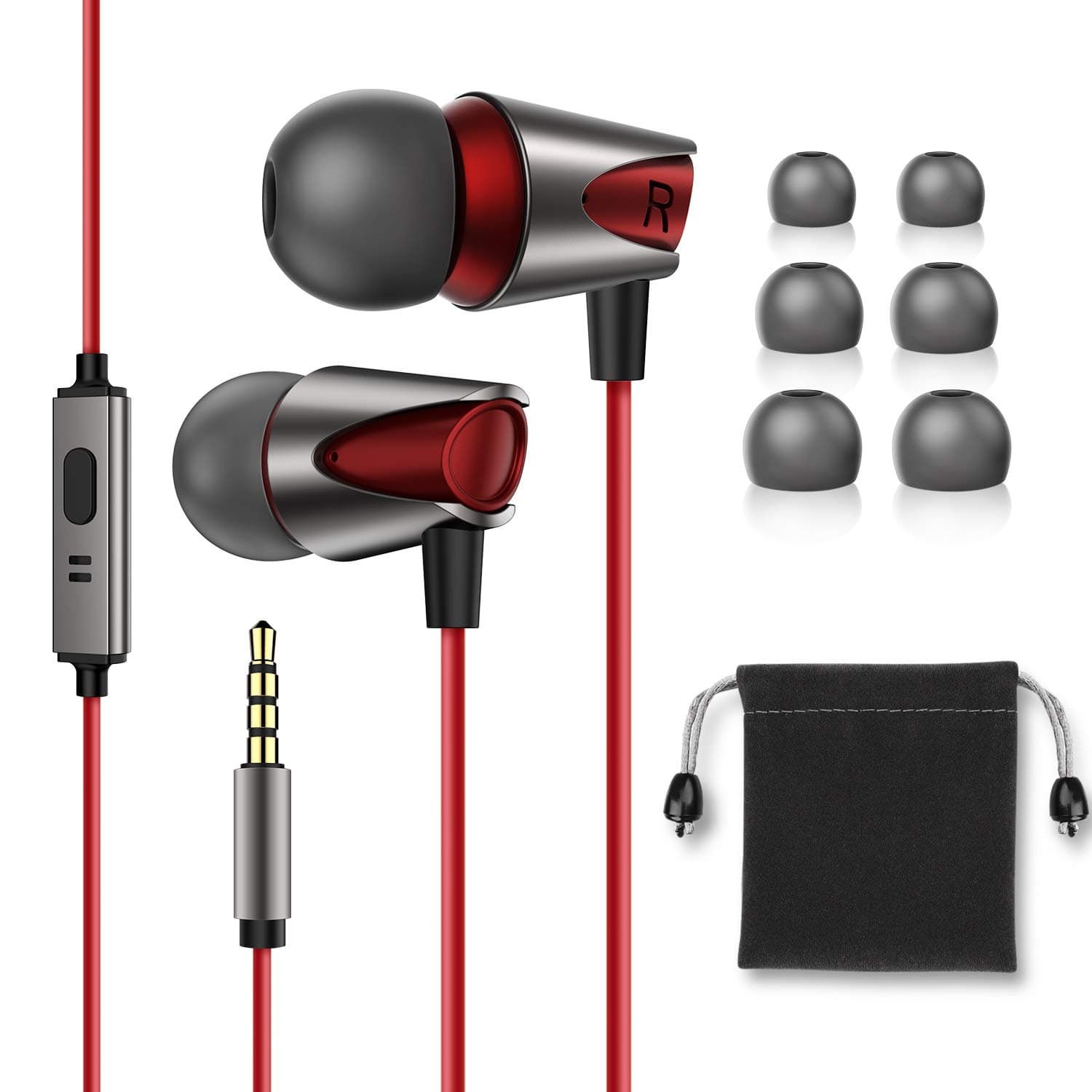 In-Ear Headphone High Definition Noise Isolating Earphones Pure Sound Wired Earbuds with Deep Bass & High Sensitivity Microphone for iPhone, Android Smartphones MP3 Players & all 3.5mm Audio Jack