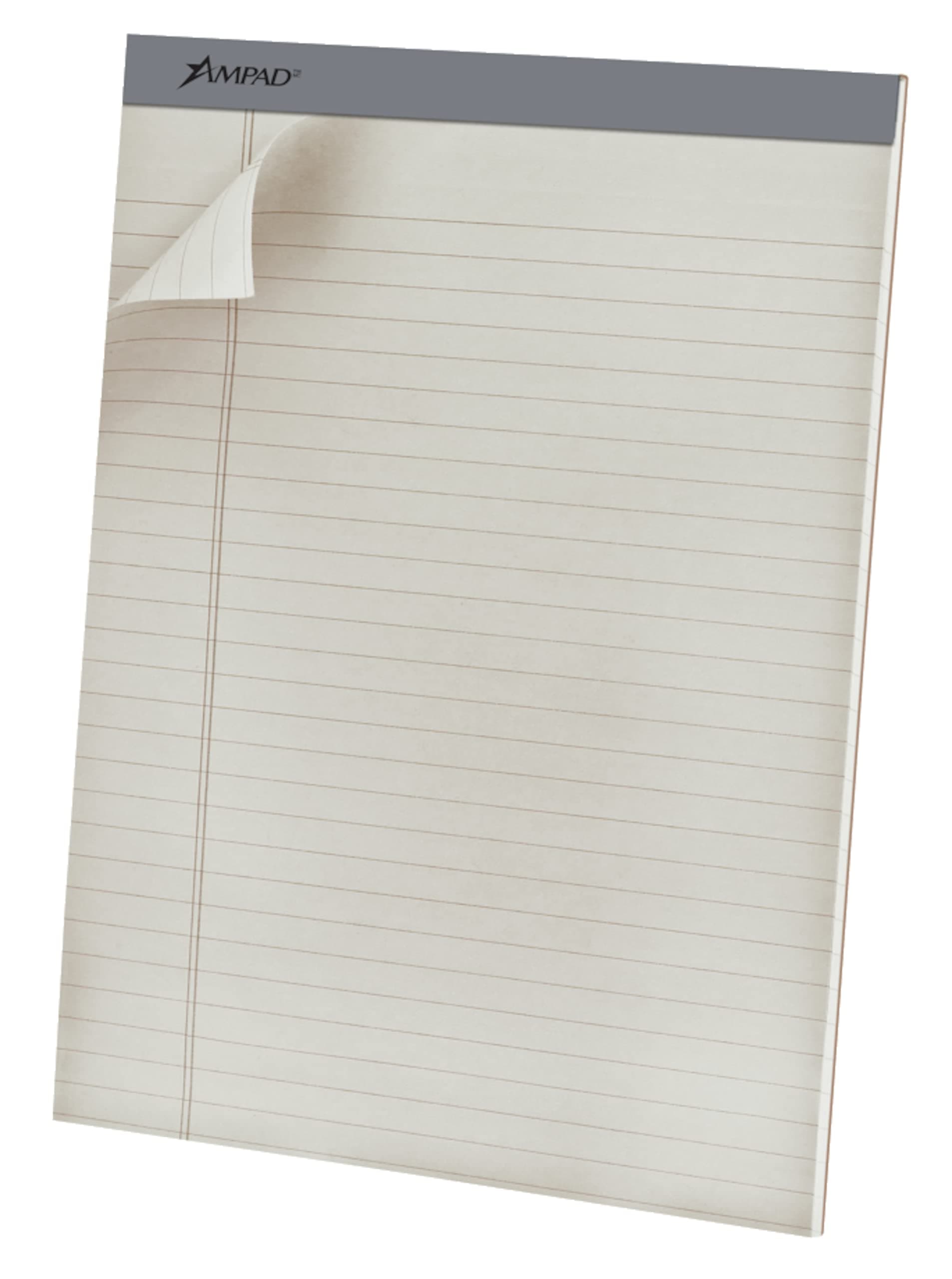 AmpadWriting Pads, 8-1/2" x 11-3/4", Wide-Ruled, Gray, 50 Sheets/Pad, 12 Pads/Pack (20-620)