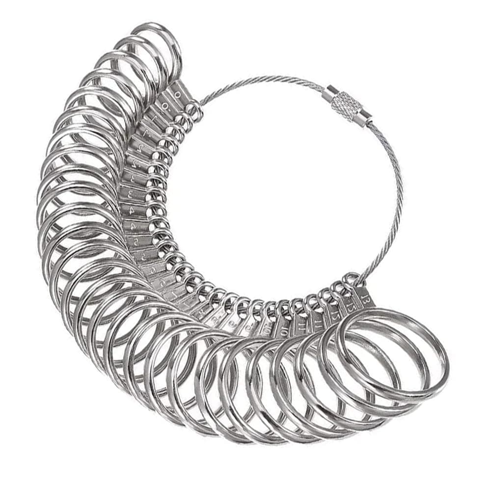 Meowoo Finger Ring Gauge Tool for Accurate Measurement, Metal Ring Sizer Measuring Tool and Plastic Ring Sizer, 27pcs, 0-13 and 1-17 with Half Size