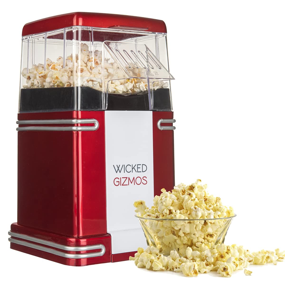 WICKED GIZMOS ® New Retro Electric Healthy Fat Free Popcorn Maker 1200w Power – Easy to Make Healthier Snack Popcorn Within 3 Mins - Comes with 6 Serving Boxes Xmas Party Gift (Energy Class A)