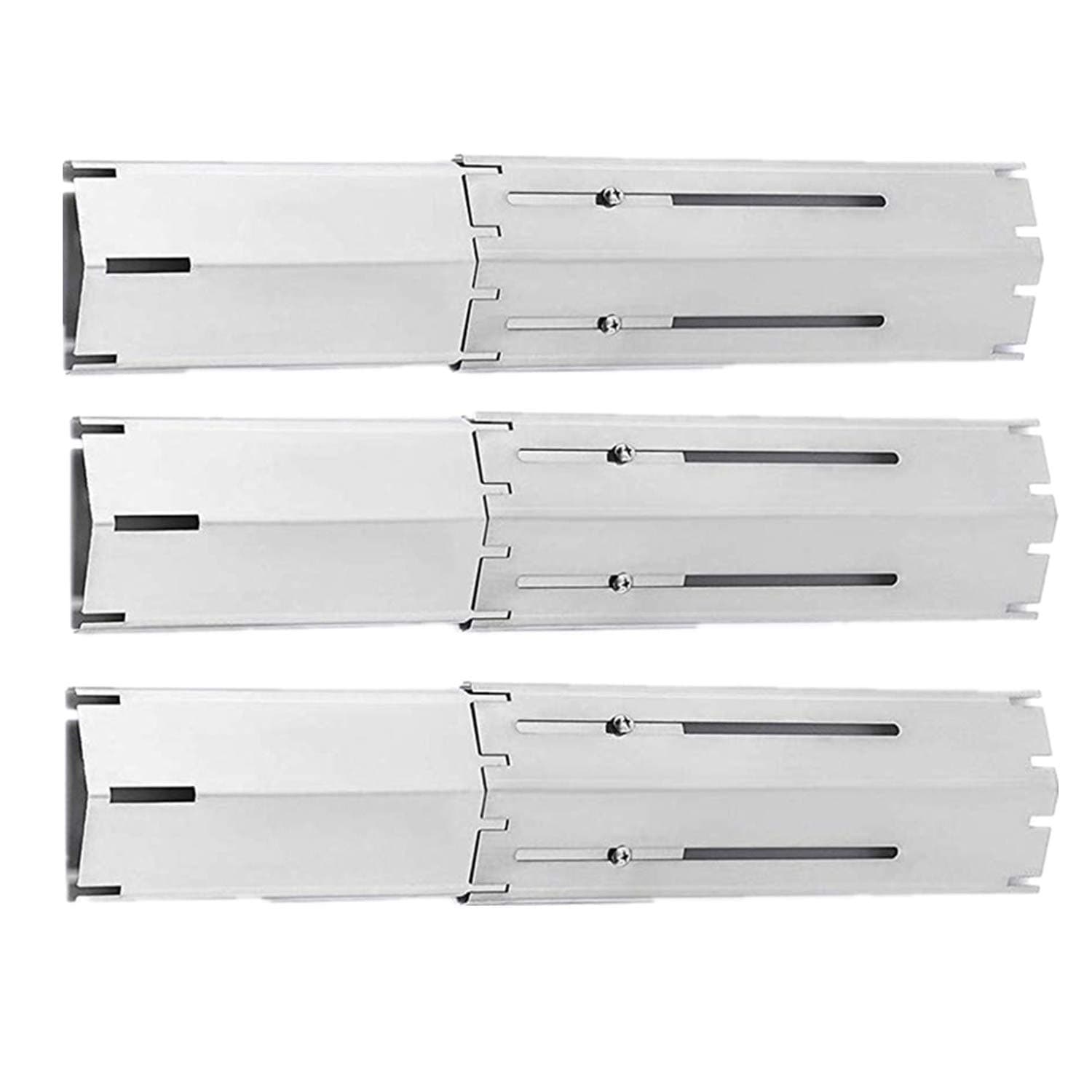 Universal Adjustable Porcelain Steel Heat Plate Shield, Grill Replacement Parts, Heat Tent, Burner Cover,Flavorizer Bar Flame Tamer for Gas Grill, Extends from 11.75" up to 21"L (Stainless Steel)