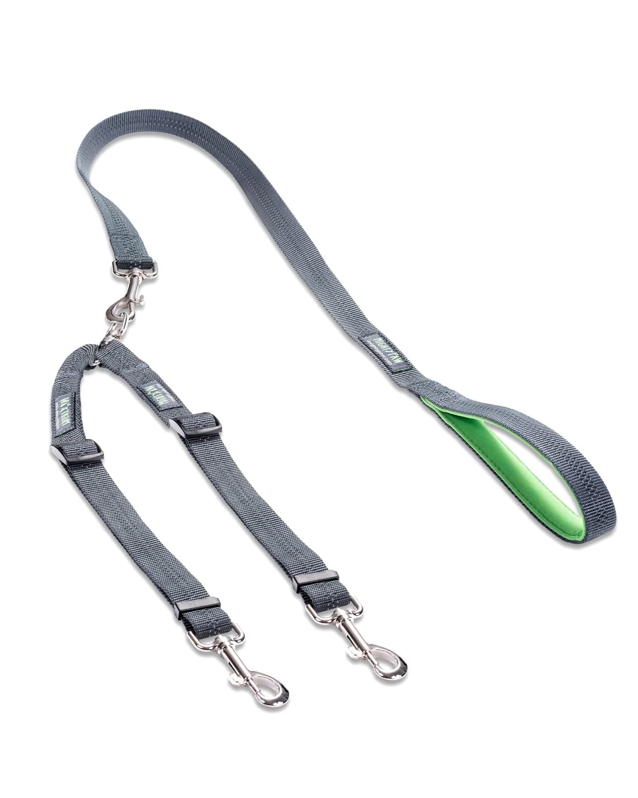Mighty Paw Double Dog Lead - Perfect For Small And Large Dogs - Adjustable Length - Customize For Dogs Any Size - Reflective Stitching For Increased Visibility - Tangle Free Swivel Leash Attachment