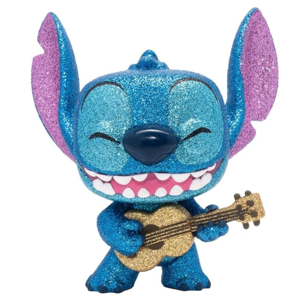 Funko Lilo & Stitch Stitch with Ukulele Diamond Glitter Pop! Vinyl Figure - Entertainment Earth Exclusive, Blue, 3.75 inches